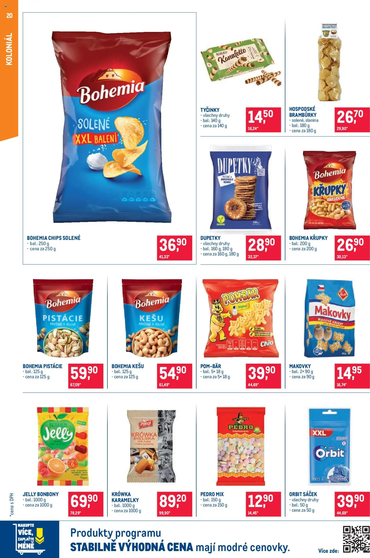 Makro leták - Pro milovníky jídla od 17.12.2025 | Strana: 20 | Produkty: Bramburky, Pistácie, Slanina, Bohemia chips