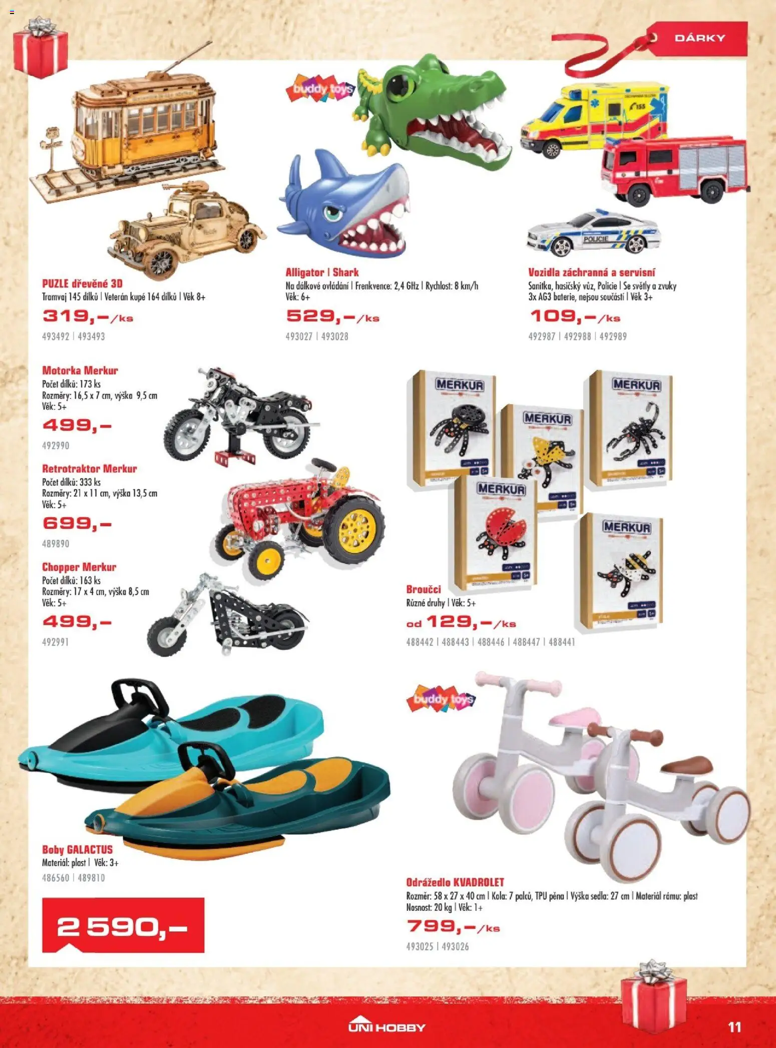 Uni Hobby leták od 27.11.2025 | Strana: 11 | Produkty: Boby, Odrážedlo, Kola