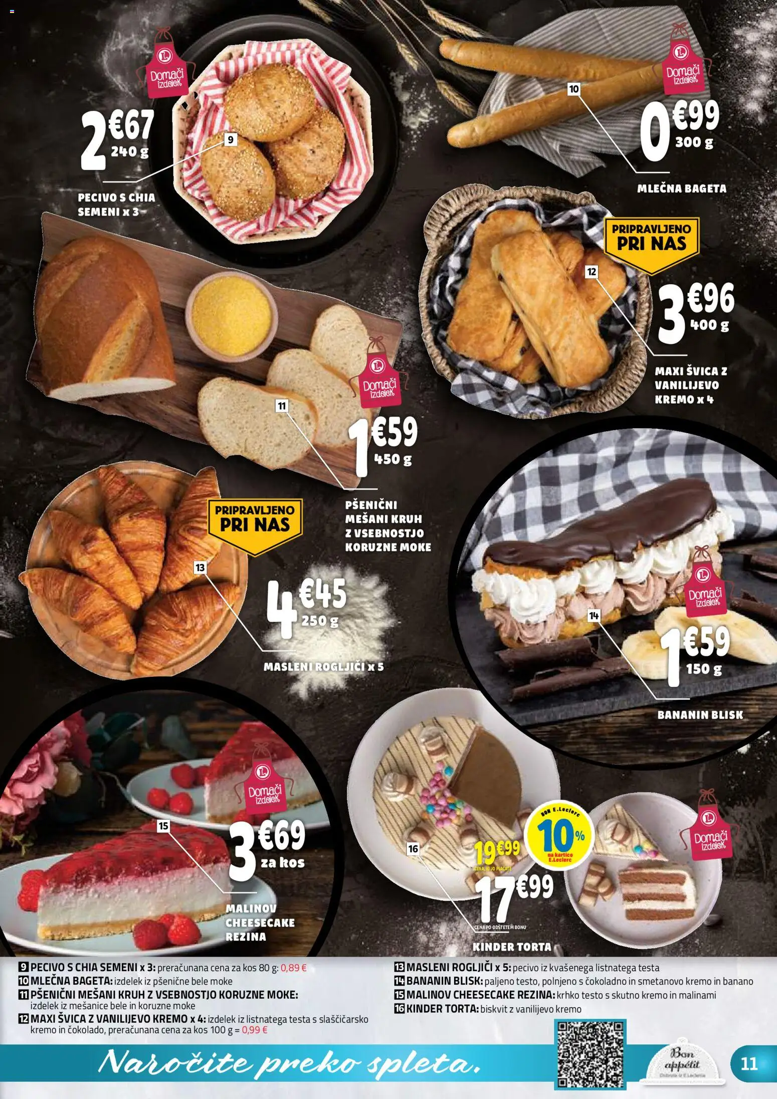 Novi E.leclerc katalog ponudbe – veljaven od 29.10.2025 | Stran: 11 | Izdelki: Torta, Kos, Kruh