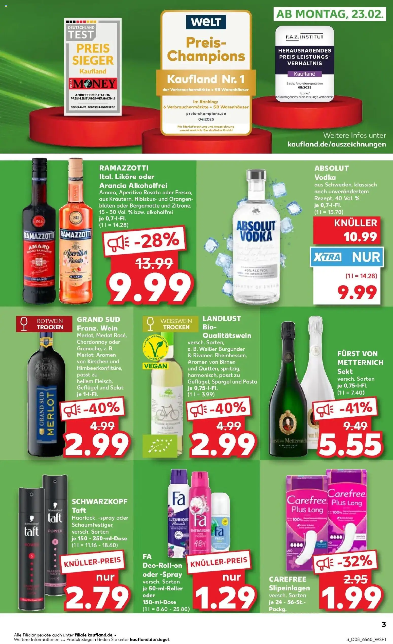 Kaufland prospekt Osnabrück	 – gültig ab 22.02.2026 | Seite: 3 | Produkte: Furst von metternich, Kirschen, Vodka, Salat