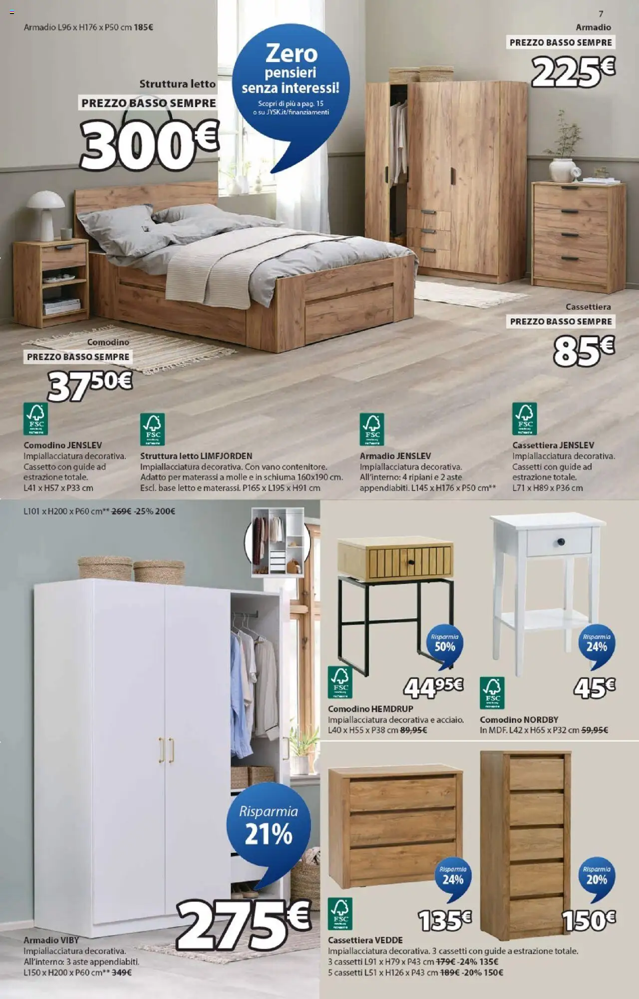 Volantino JYSK del 16.10.2025 | Pagina: 7 | Prodotti: Letto, Armadio, Cassettiera, Comodino