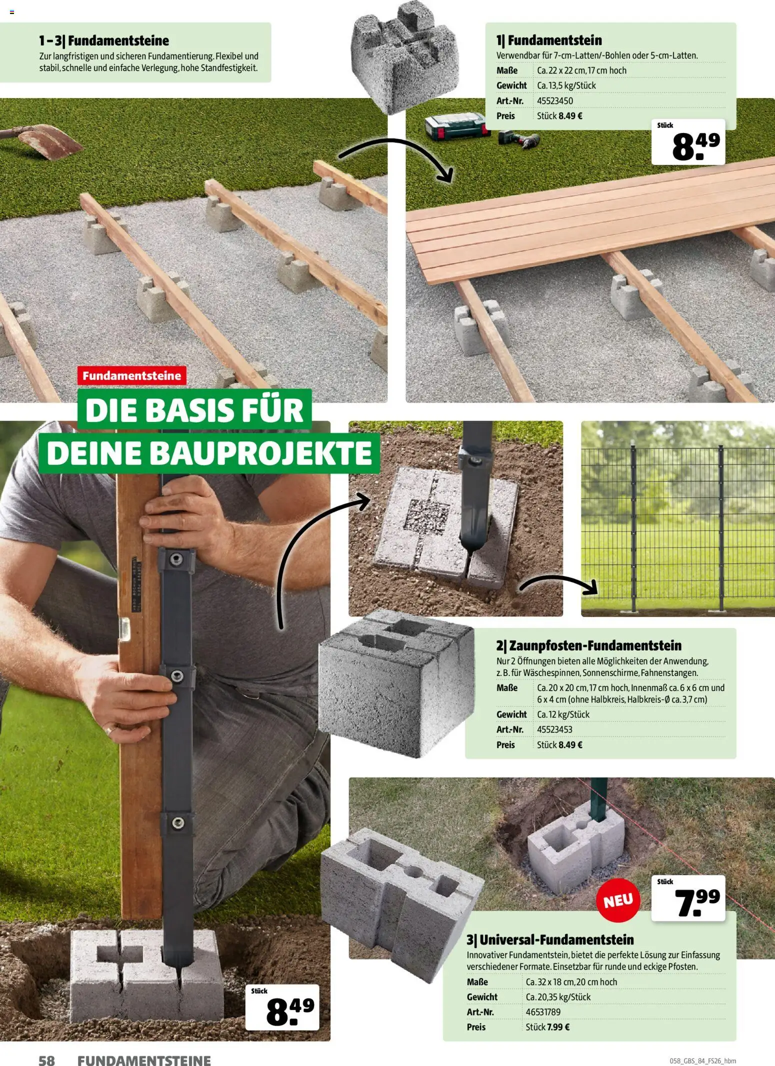 Hagebau Gartenbaustoffsortiment – gültig ab 02.03.2026 | Seite: 58 | Produkte: Gewicht