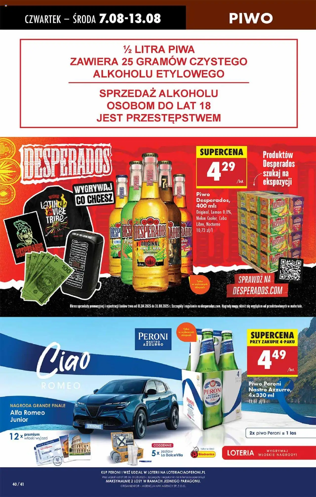 Biedronka gazetka - Oferta W tym tygodniu od 07.08.2025 | Strona: 40 | Produkty: Melon, Piwo