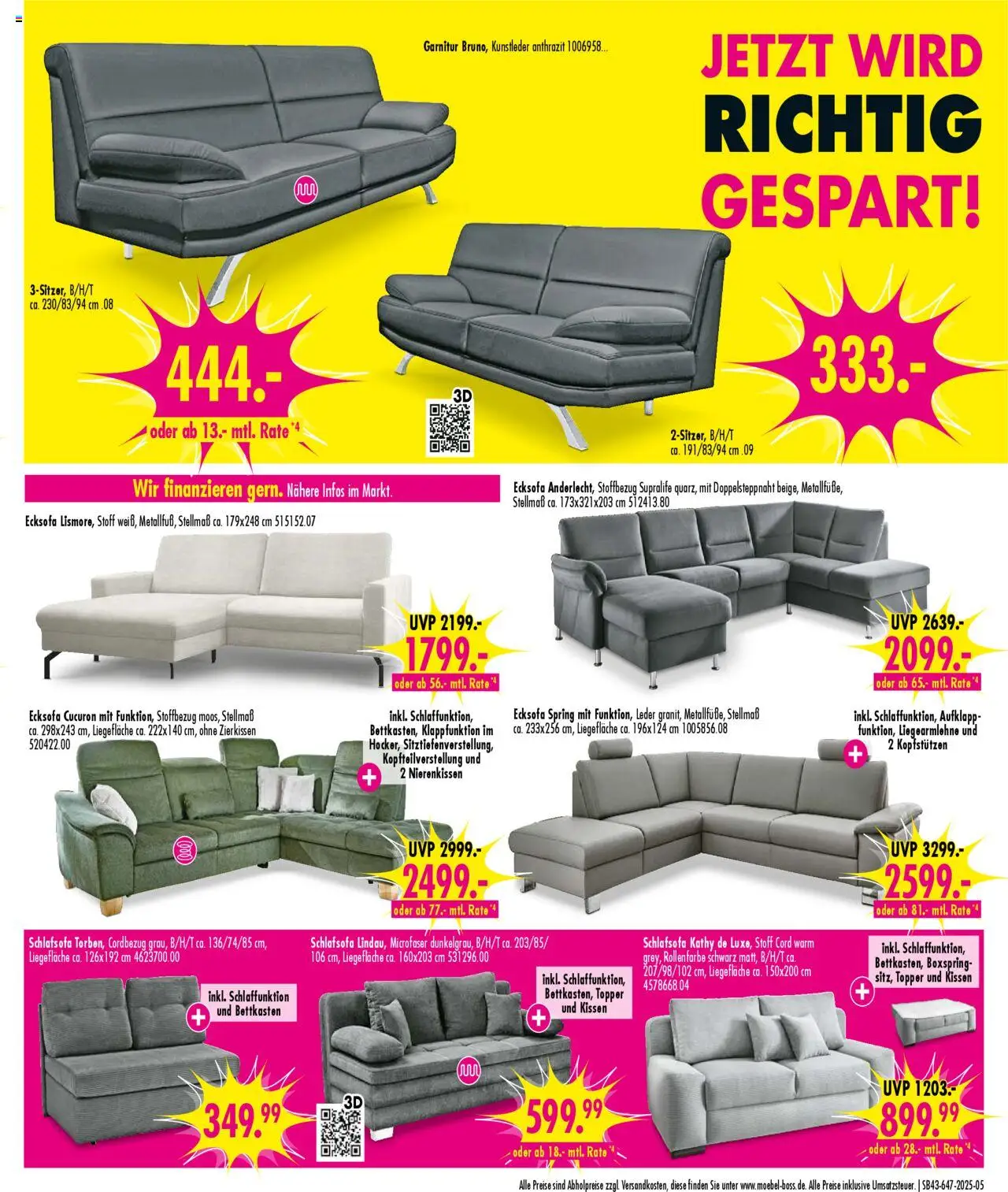 SB Möbel Boss Prospekt Neubrandenburg – gültig ab 18.10.2025 | Seite: 5 | Produkte: Schlafsofa, Ecksofa, Kissen, Topper