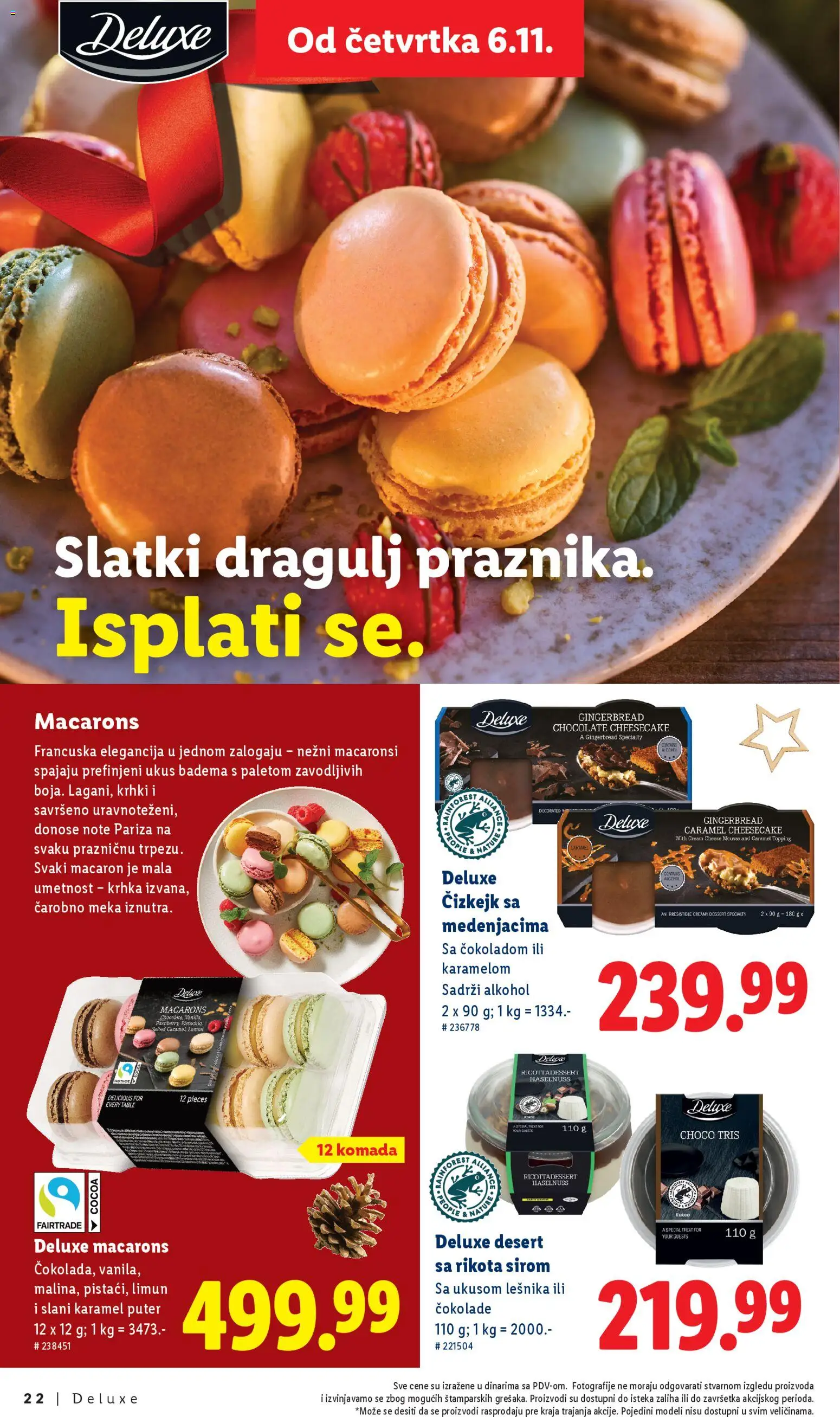 Lidl katalog - važi od 06.01.2026 | Strana: 22 | Proizvode: Macarons, Alkohol, Puter, Cheesecake