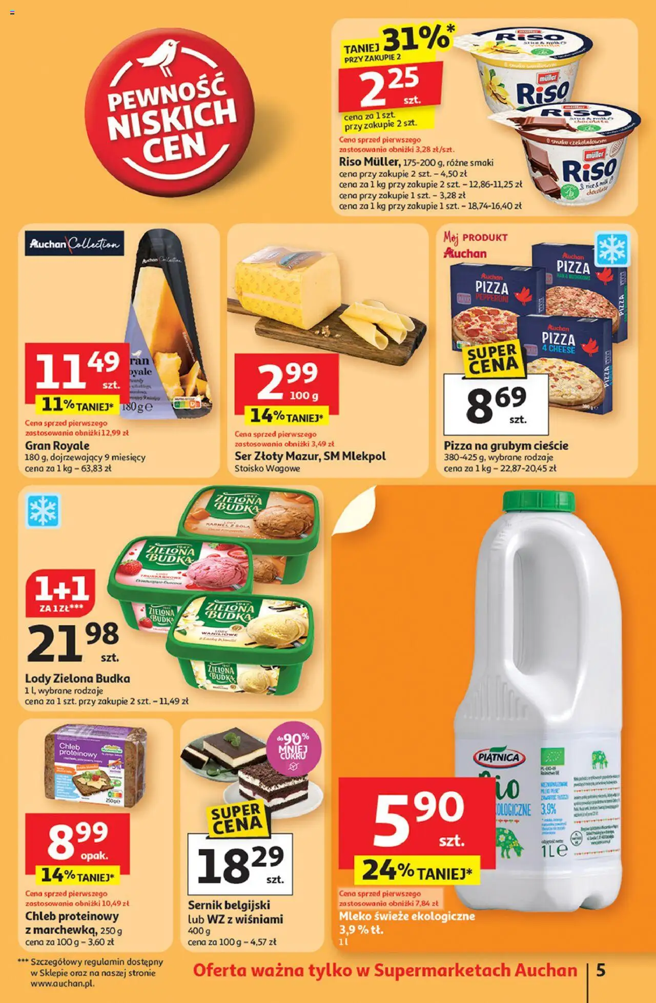 Auchan Gazetka od 11.09.2025 | Strona: 5 | Produkty: Chleb proteinowy, Ser, Chleb, Lody