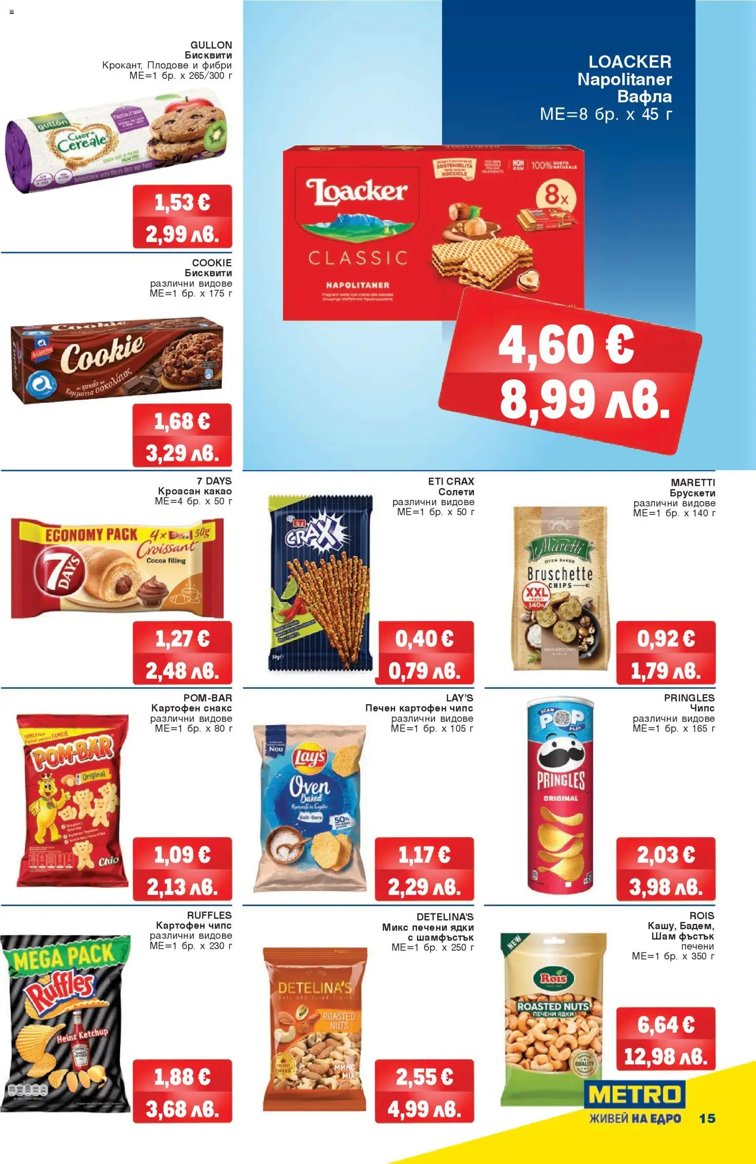 {H1} | Страница: 15 | Продукти: Ядки, Плодове, Бисквити, Вафла