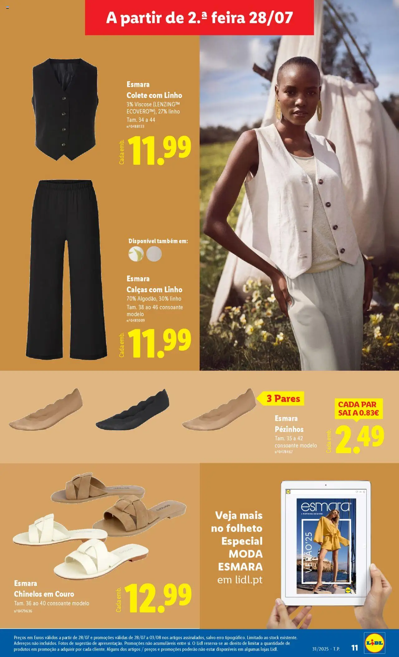 Lidl Novidades │ válido de 28.07.2025 | Página: 11 | Produtos: Chinelos, Calças, Colete