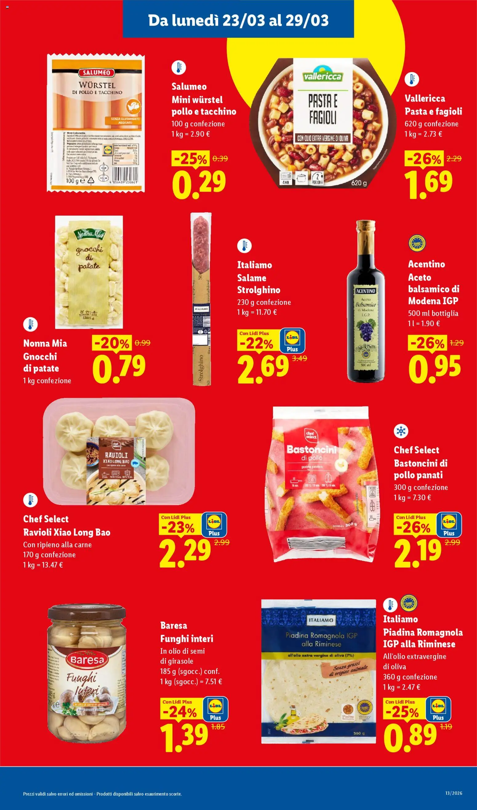 Volantino Lidl del 23.03.2026 | Pagina: 9 | Prodotti: Pollo, Fagioli, Gnocchi, Bottiglia