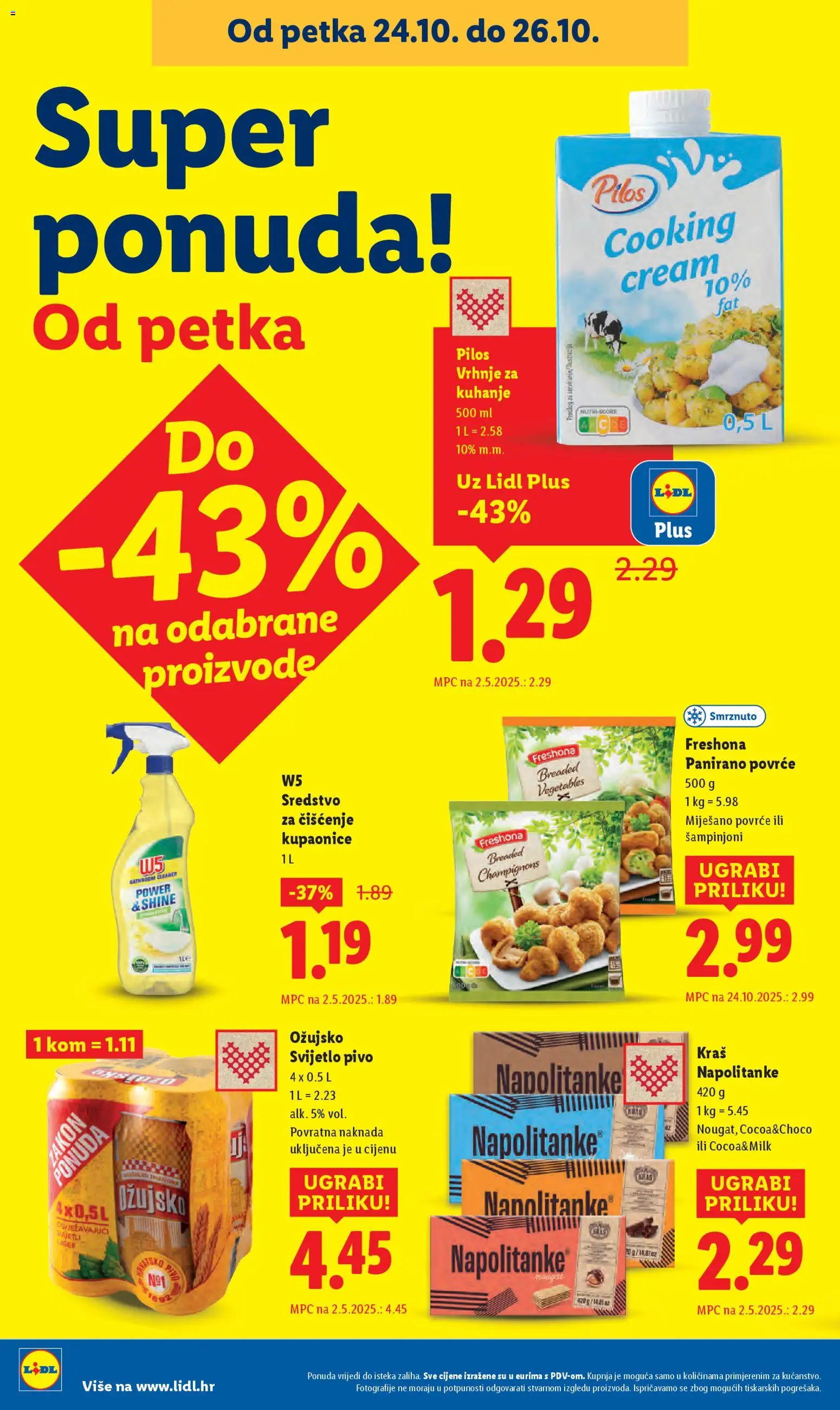 Lidl katalog | vrijedi od 23.10.2025 | Stranica: 38 | Proizvodi: Vrhnje za kuhanje, Šampinjoni, Ožujsko, Povrće