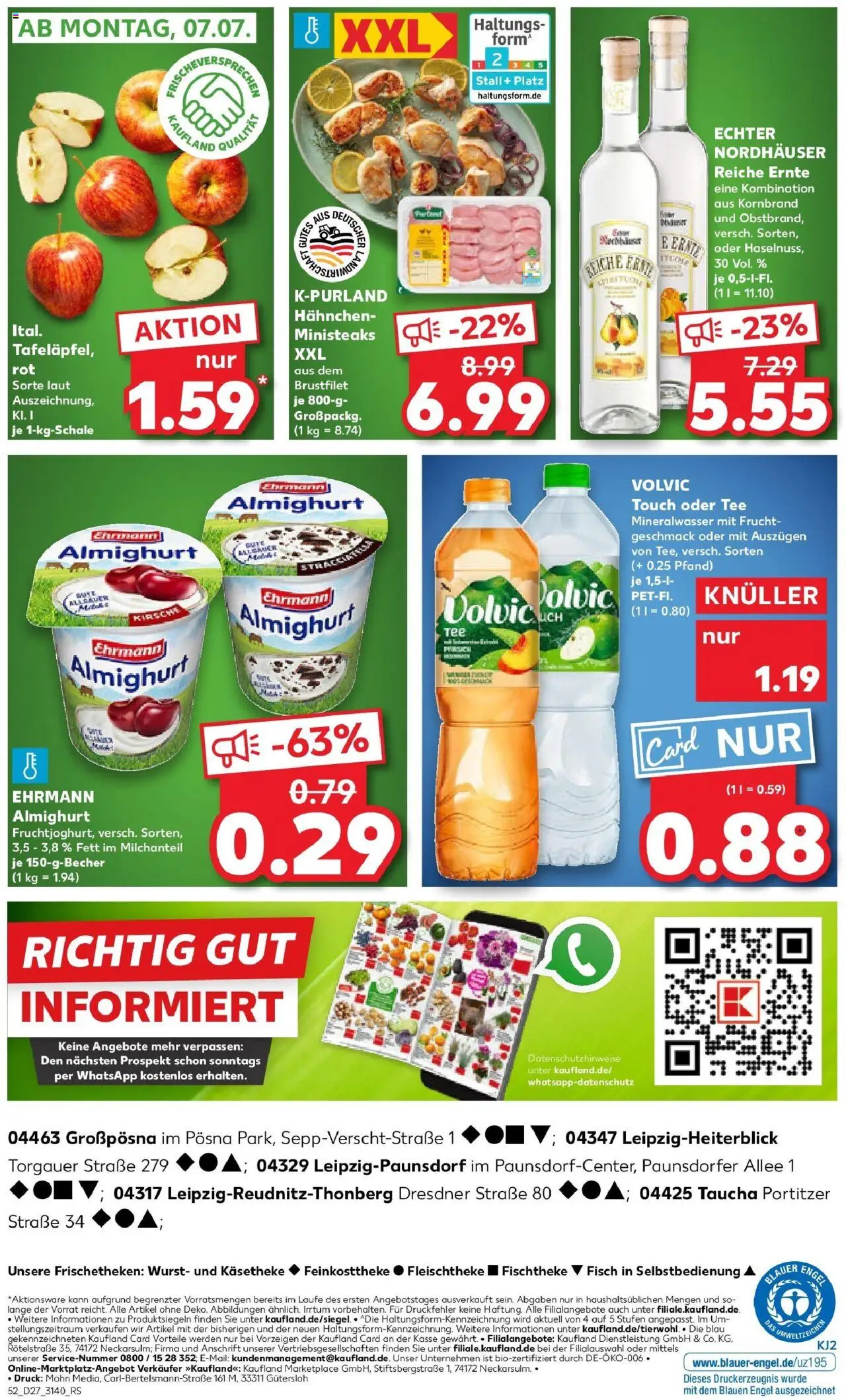 Kaufland prospekt Taucha	 - gültig ab dem 06.07.2025 | Seite: 5 | Produkte: Hahnchen, Ehrmann almighurt, Volvic touch, Tee