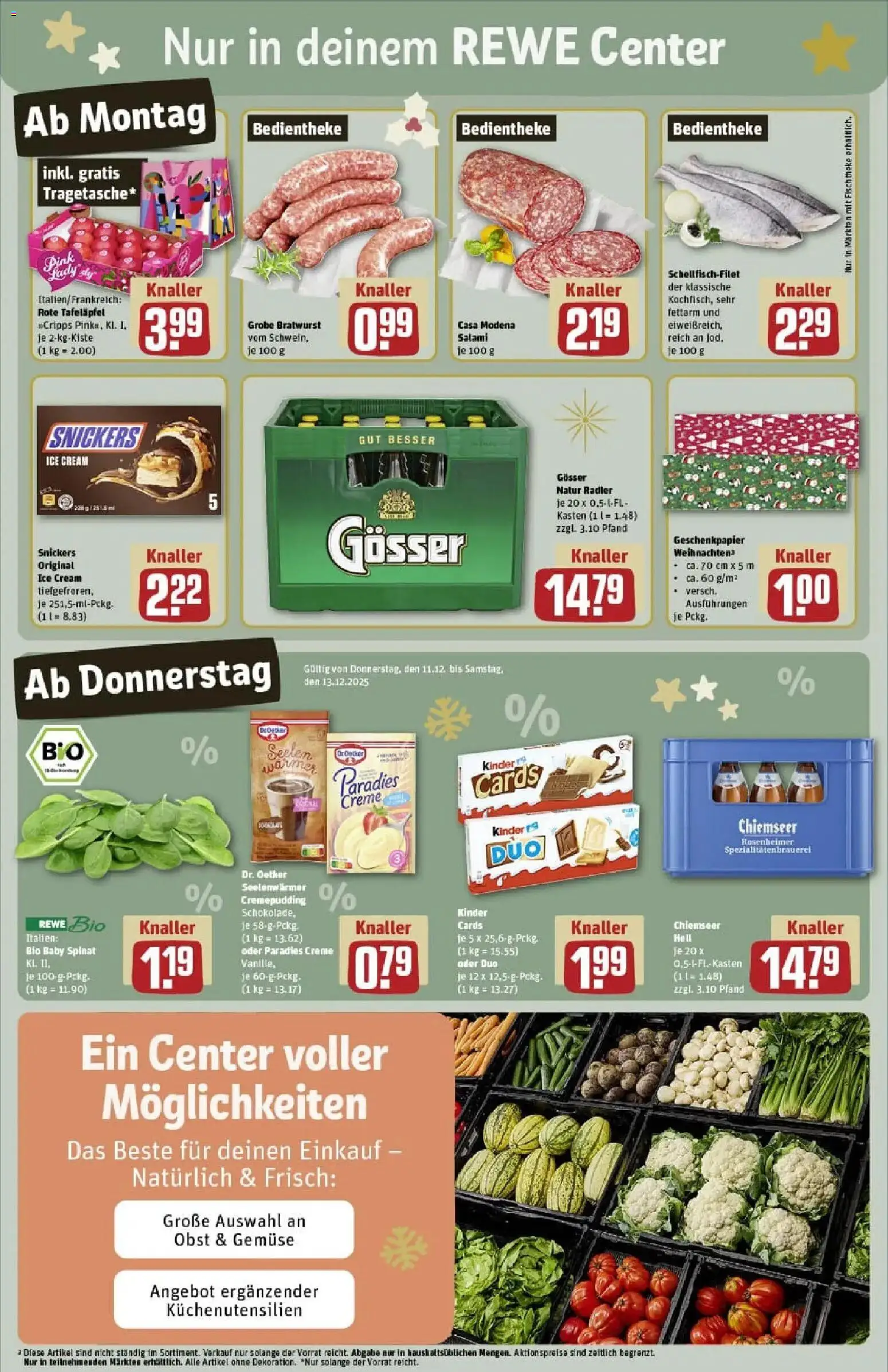 Rewe prospekt Saarburg	 – gültig ab 07.12.2025 | Seite: 3 | Produkte: Bratwurst, Snickers, Gemüse, Salami
