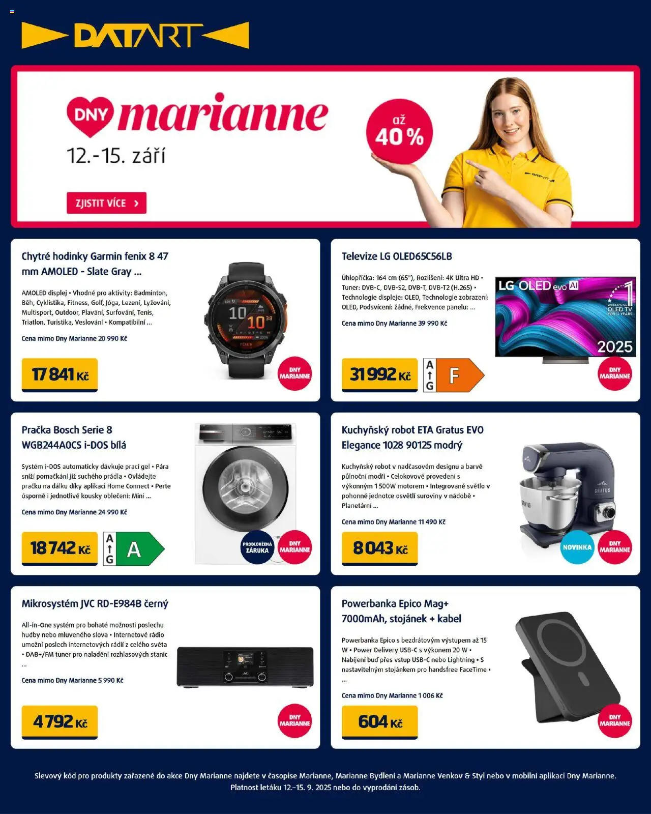 Datart leták od 12.09.2025 | Strana: 1 | Produkty: Prací gel, Tv, Oled tv, Chytré hodinky