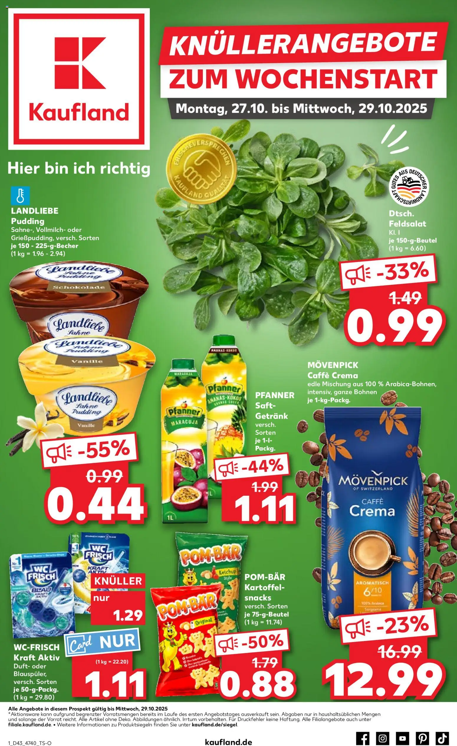 Kaufland prospekt Hannover	 – gültig ab 26.10.2025 | Seite: 1 | Produkte: Schokolade, Pudding, POM-BÄR, Ketchup