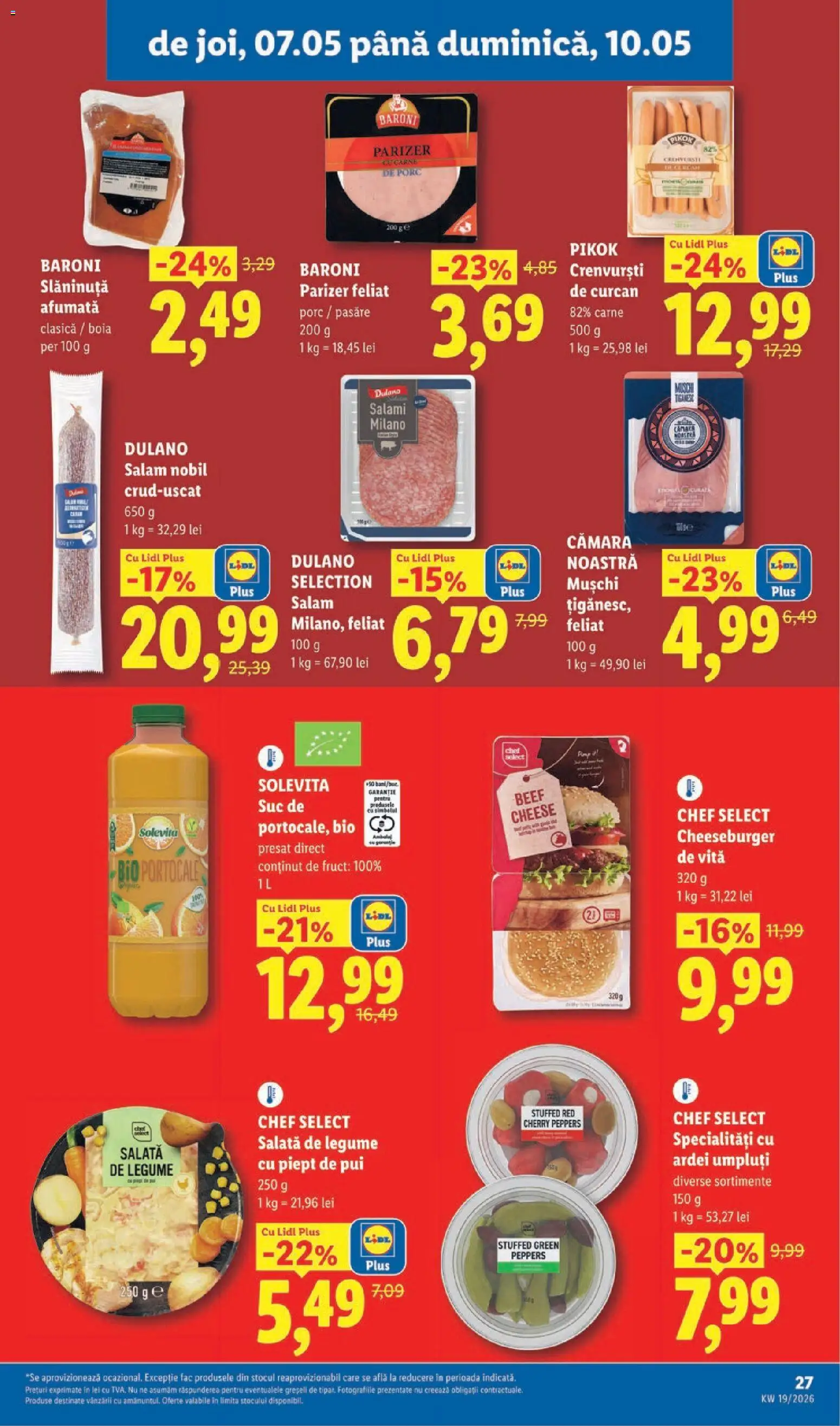 Noul catalog Lidl – valabil de la 04.05.2026 | Pagină: 27 | Produse: Şerit ödül, Hacıyatmaz Kedi Oyuncağı, Parizer, Legume
