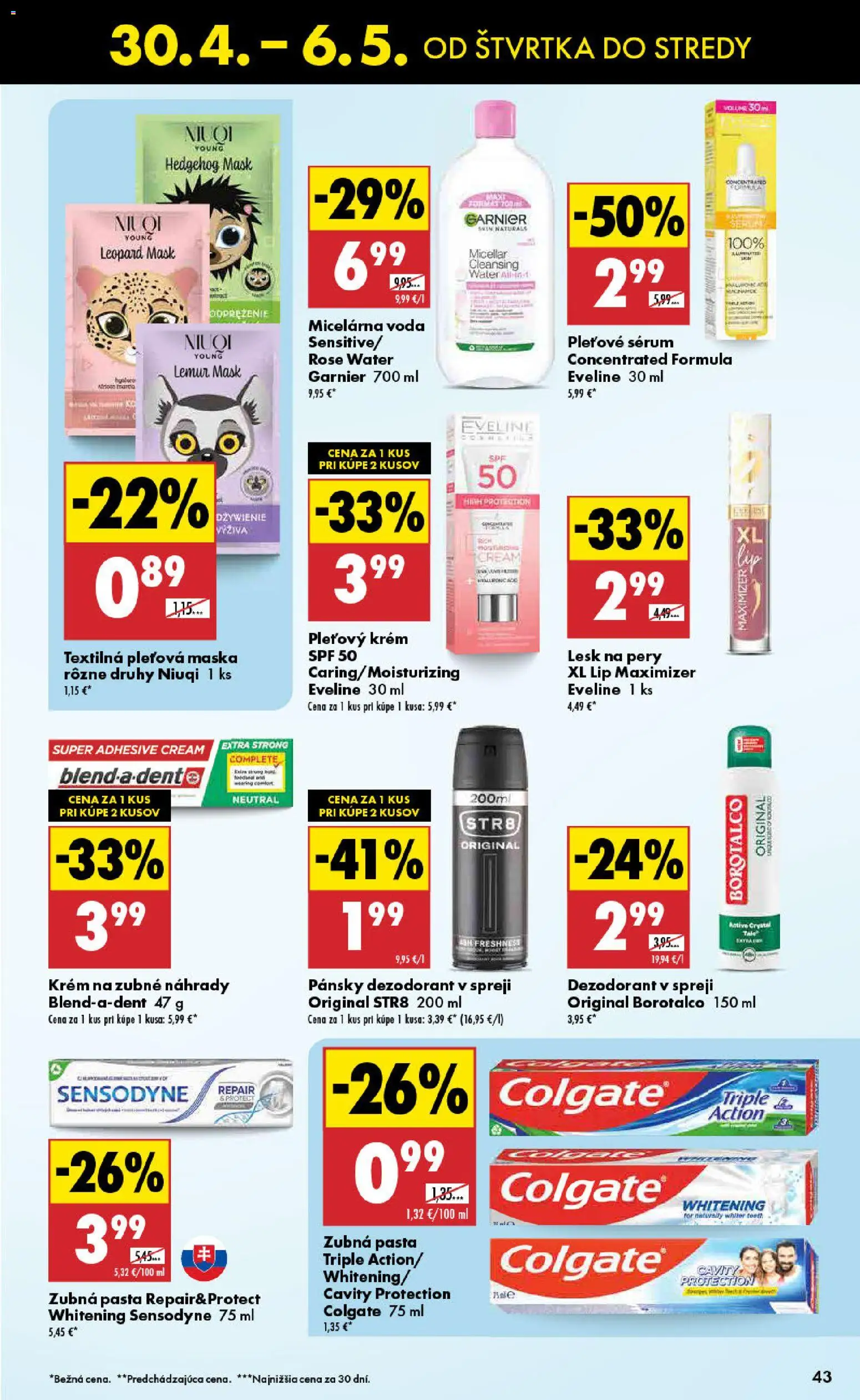 Nové Biedronka akcie – leták je platný od 30.04.2026 | Strana: 43 | Produkty: Lesk na pery, Maska, Zubná pasta, Krém