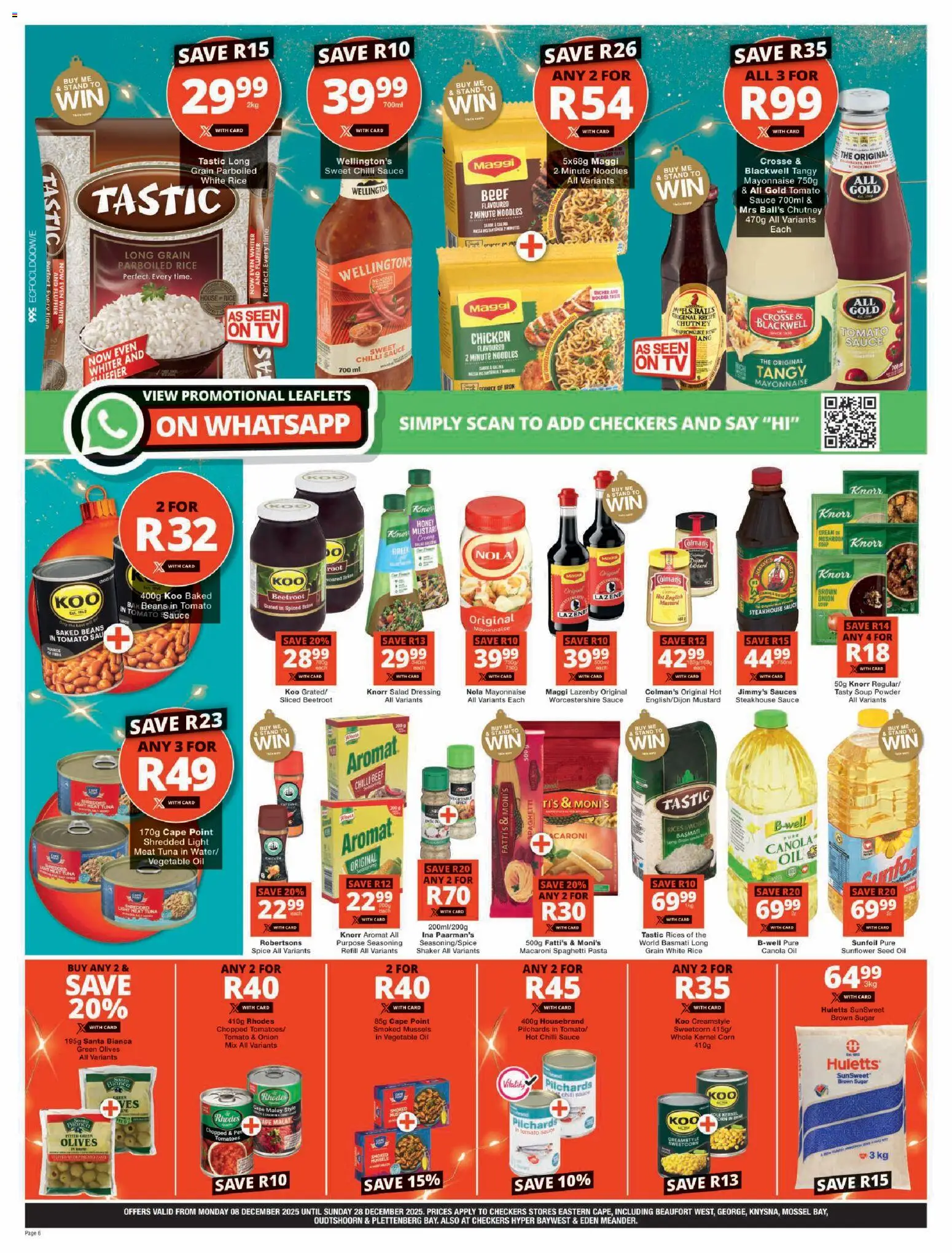 New Checkers catalogue – valid from 08.12.2025 | Page: 6 | Products: Corn, TV, Tomatoes, Worcestershire sauce