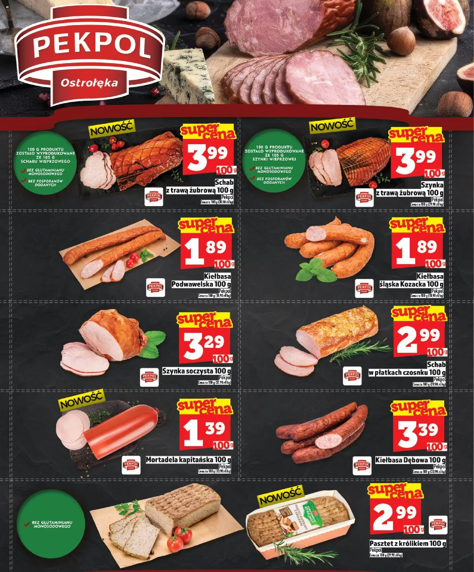 Topaz gazetka - MAZ od 05.03.2026 | Strona: 4 | Produkty: Kiełbasa, Mortadela, Schab, Szynka