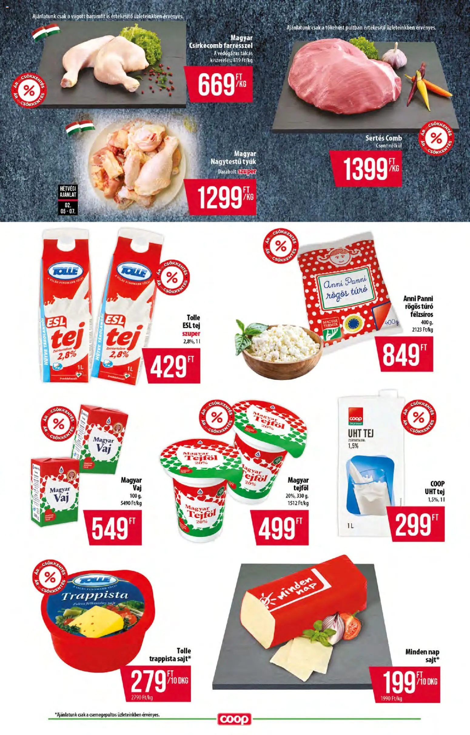 COOP akciós ujság - amely érvényes a következő dátumtól: 05.02.2026 | Oldal: 4 | Termékek: Rögös túró, Sajt, Tejföl, Csirkecomb