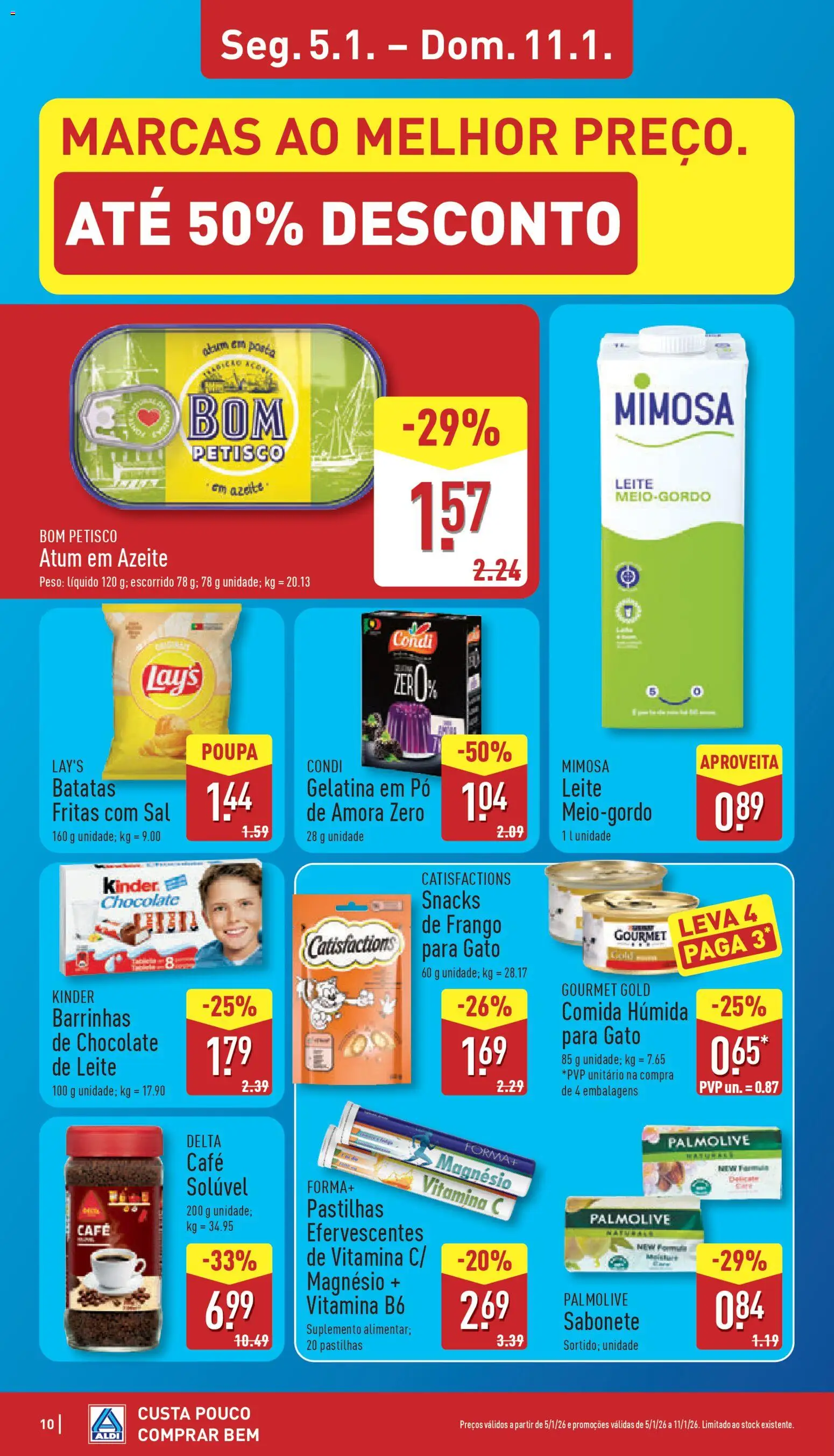 Aldi folheto │ válido de 05.01.2026 | Página: 10 | Produtos: Atum, Frango, Sal, Sabonete