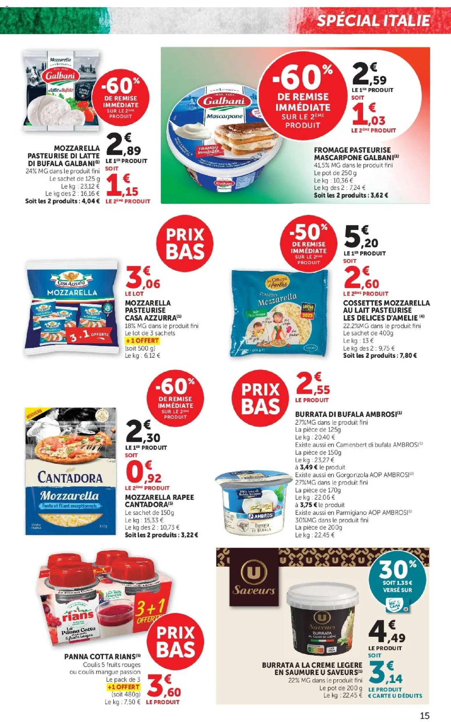 {H1} | Page: 15 | Produits: Mangue, Burrata, Mascarpone, Crème