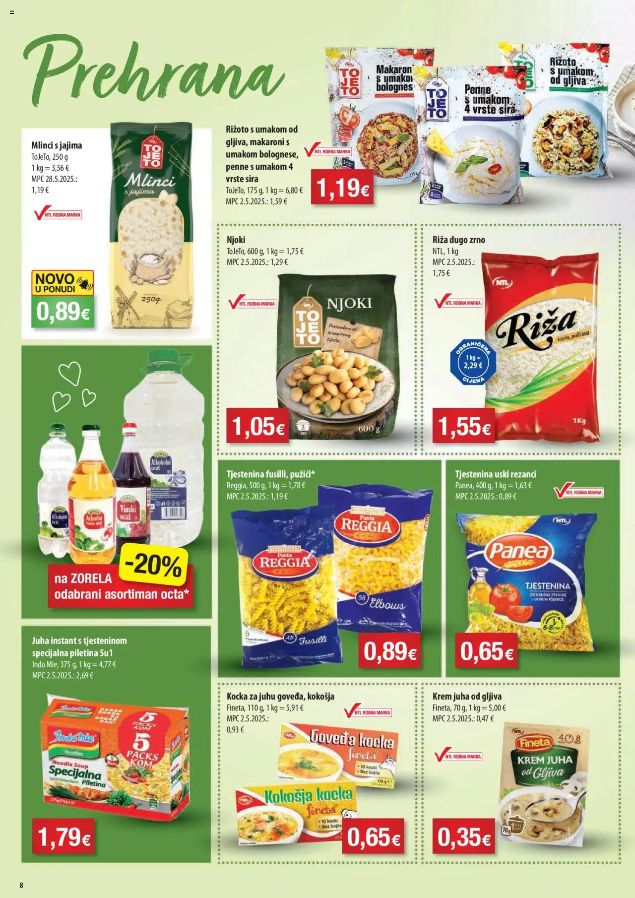 NTL katalog | vrijedi od 15.10.2025 | Stranica: 8 | Proizvodi: Rižoto, Tjestenina, Juha, Ocat
