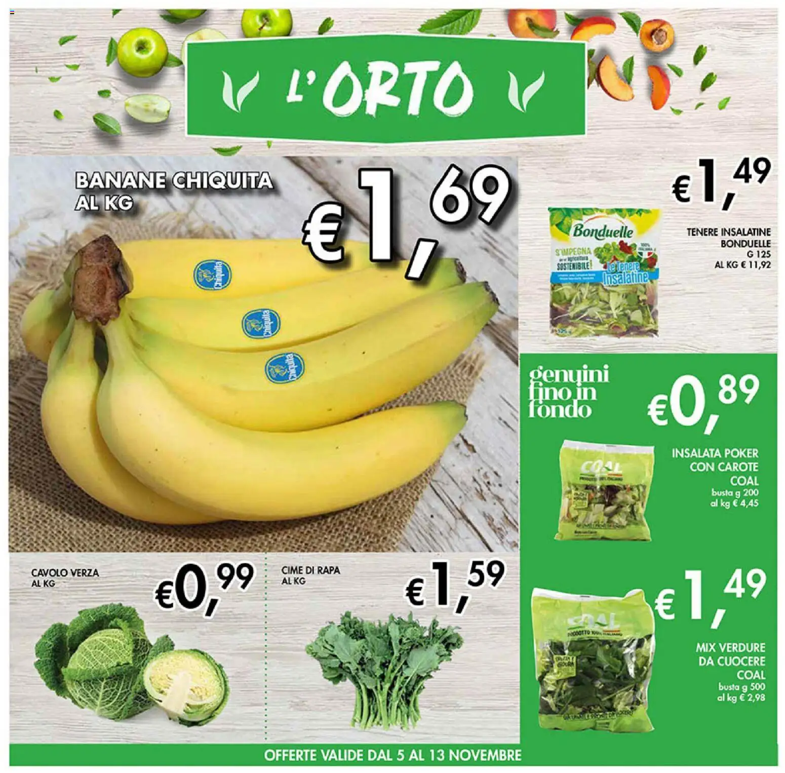 Volantino Coal del 05.11.2025 | Pagina: 7 | Prodotti: Banane, Insalata, Verdure, Cavolo