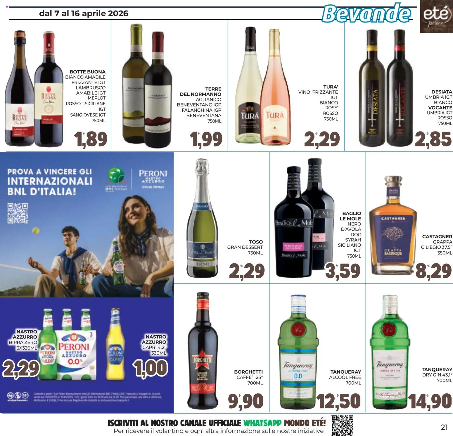 Volantino Eté del 07.04.2026 | Pagina: 21 | Prodotti: Birra, Gin, Vino, Grappa