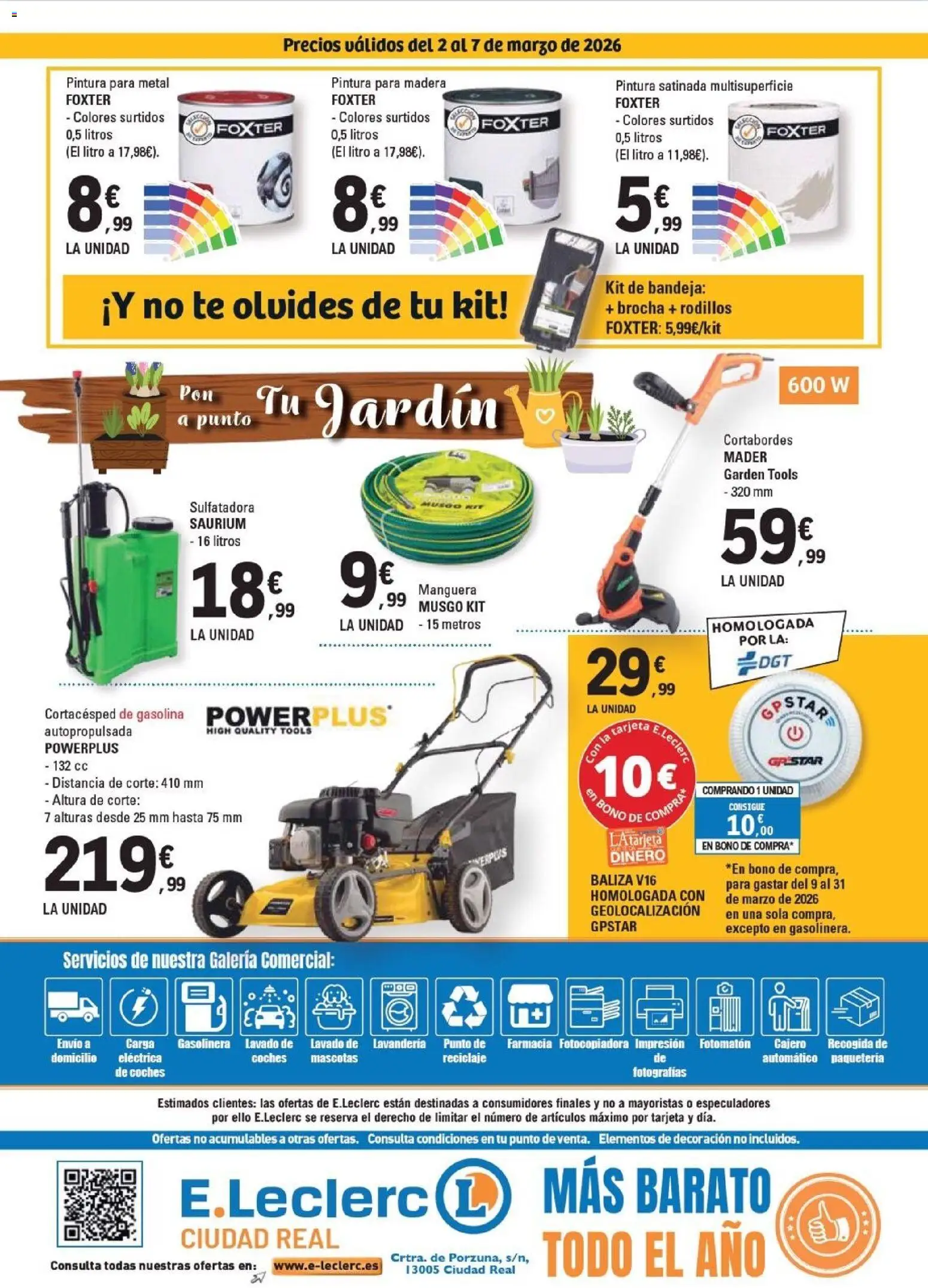 E.Leclerc - Ciudad Real │ válido desde el 02.03.2026 | Página: 4 | Productos: Manguera, Té, Bandeja, Απολυμαντικό