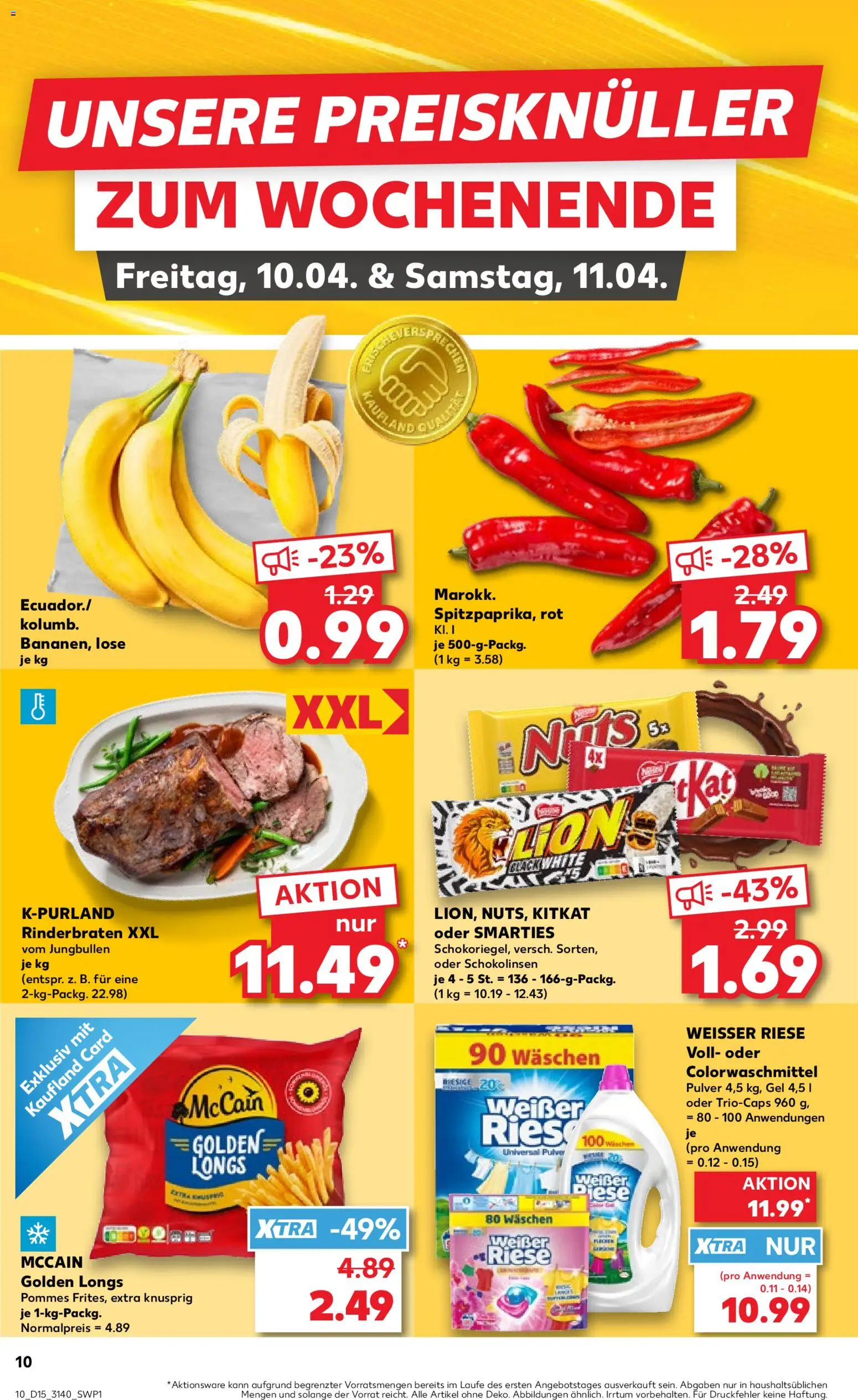 Kaufland Prospekt Leipzig	 – gültig ab 09.04.2026 | Seite: 10 | Produkte: Rinderbraten, Smarties, Pommes, McCain