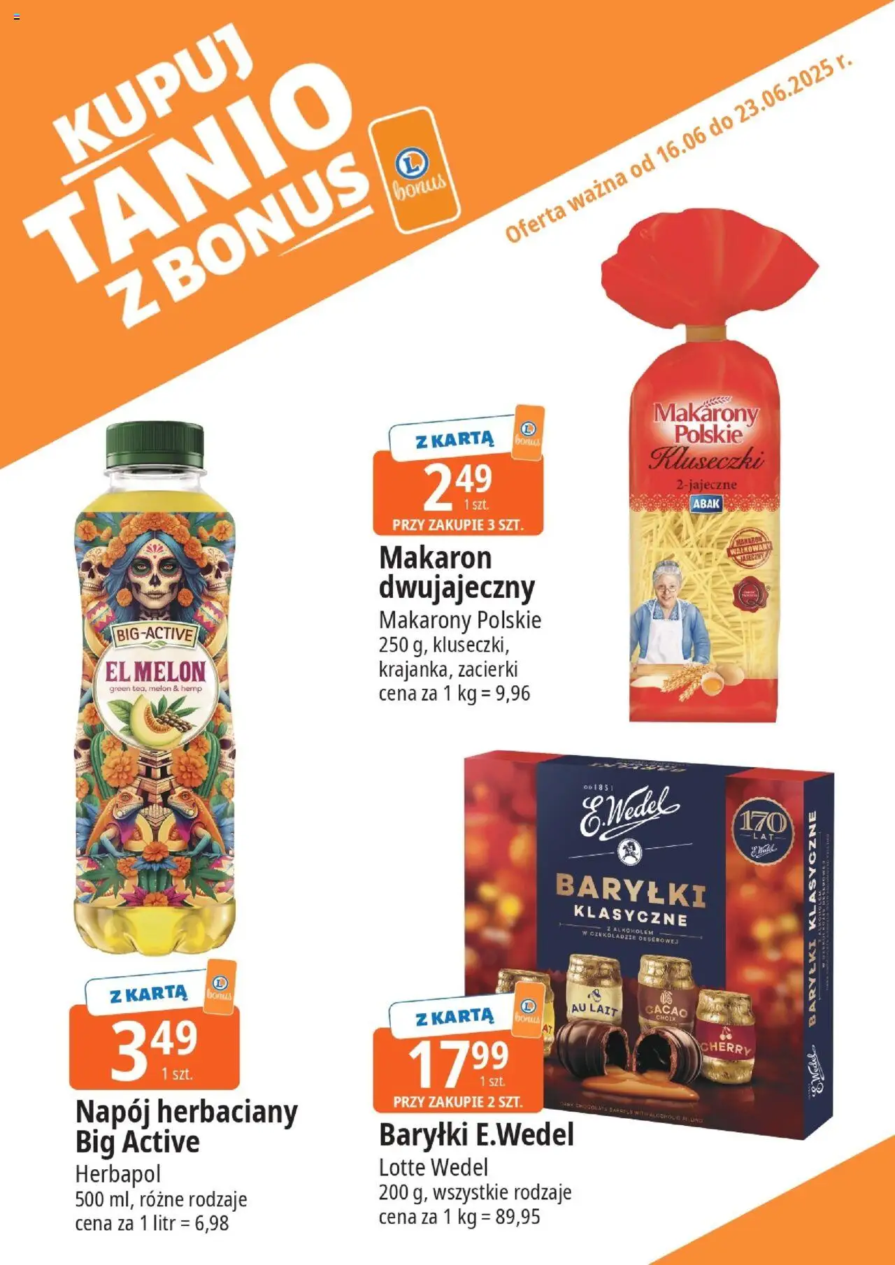 E.Leclerc Gazetka - Kupony dodatkowe od 16.06.2025 | Strona: 13 | Produkty: Karta, Melon, Makarony, Makaron