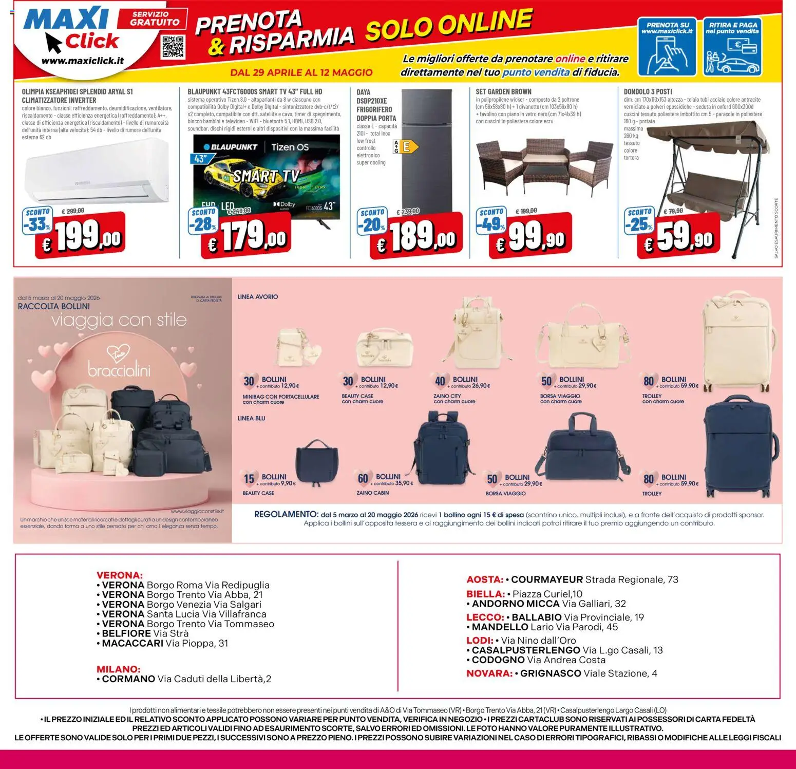 Volantino A&O del 29.04.2026 | Pagina: 16 | Prodotti: smart TV, Zaino, TV, Borsa