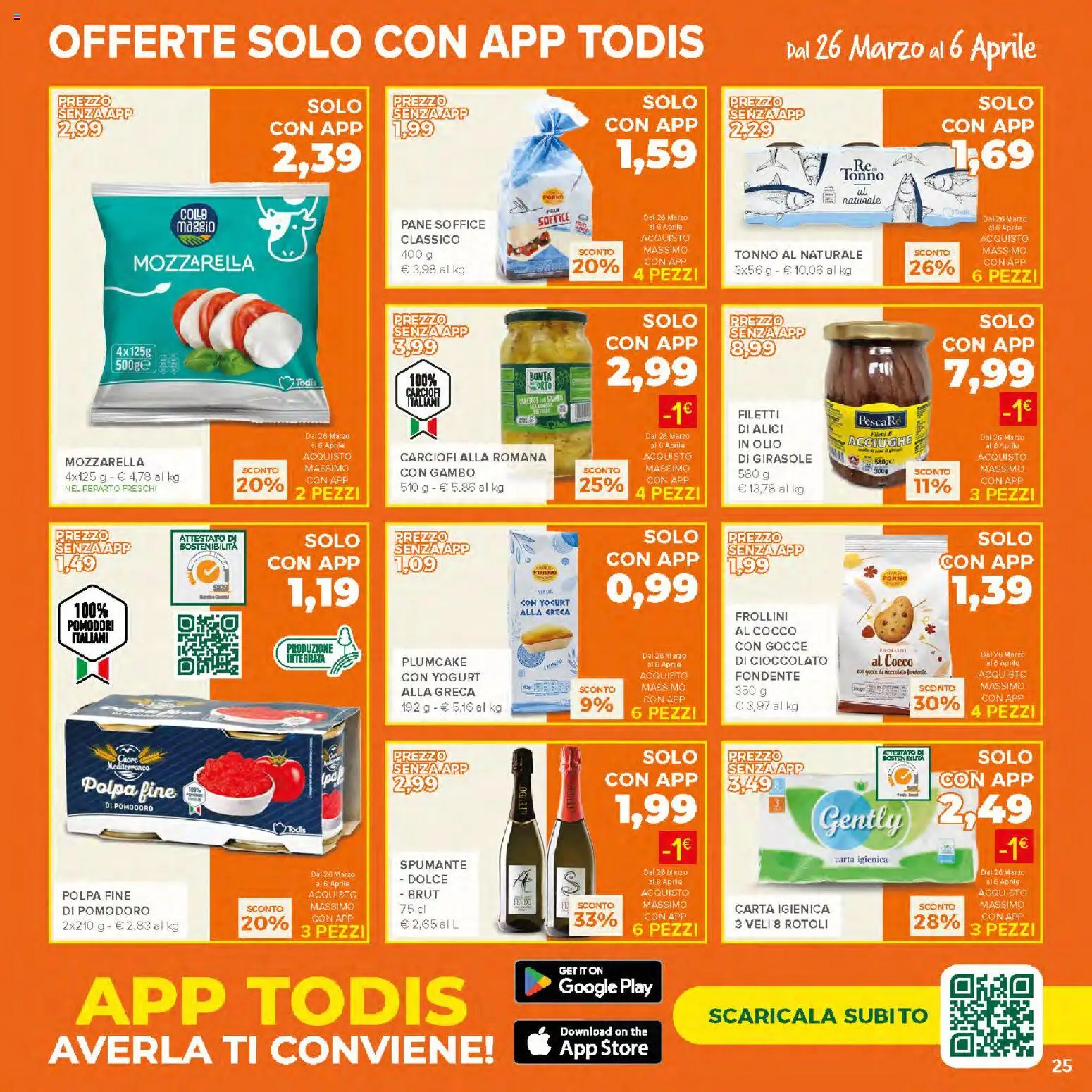 Volantino Todis del 26.03.2026 | Pagina: 25 | Prodotti: Carta igienica, Tonno, Forno, Frollini