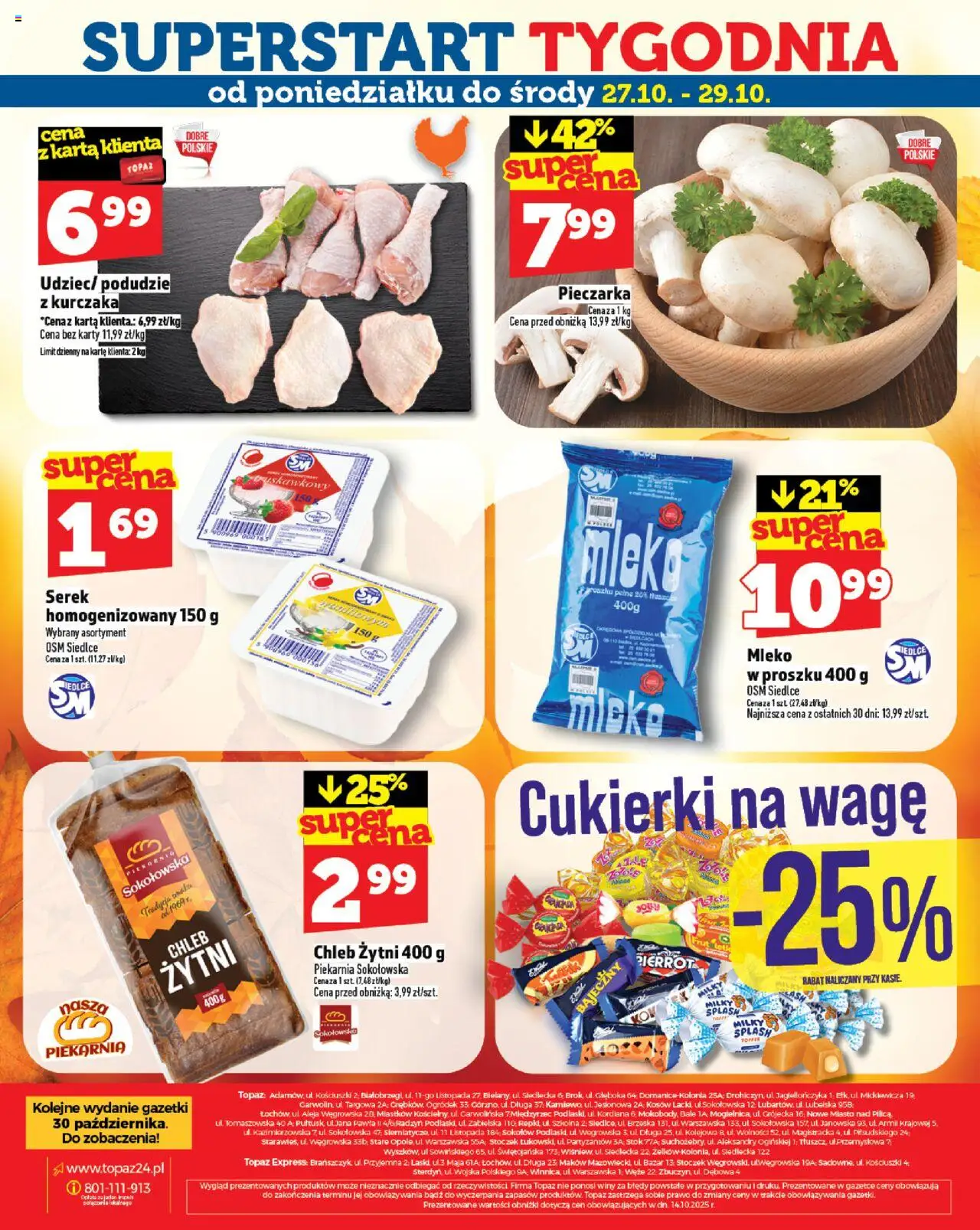 Topaz Gazetka od 23.10.2025 | Strona: 32 | Produkty: Karta, Chleb żytni, Mleko, Chleb