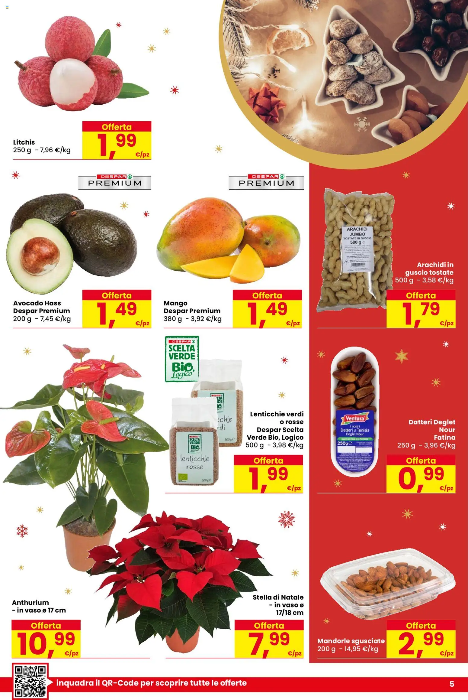 Volantino Despar del 16.12.2025 | Pagina: 5 | Prodotti: Avocado, Mango, Mandorle, Arachidi