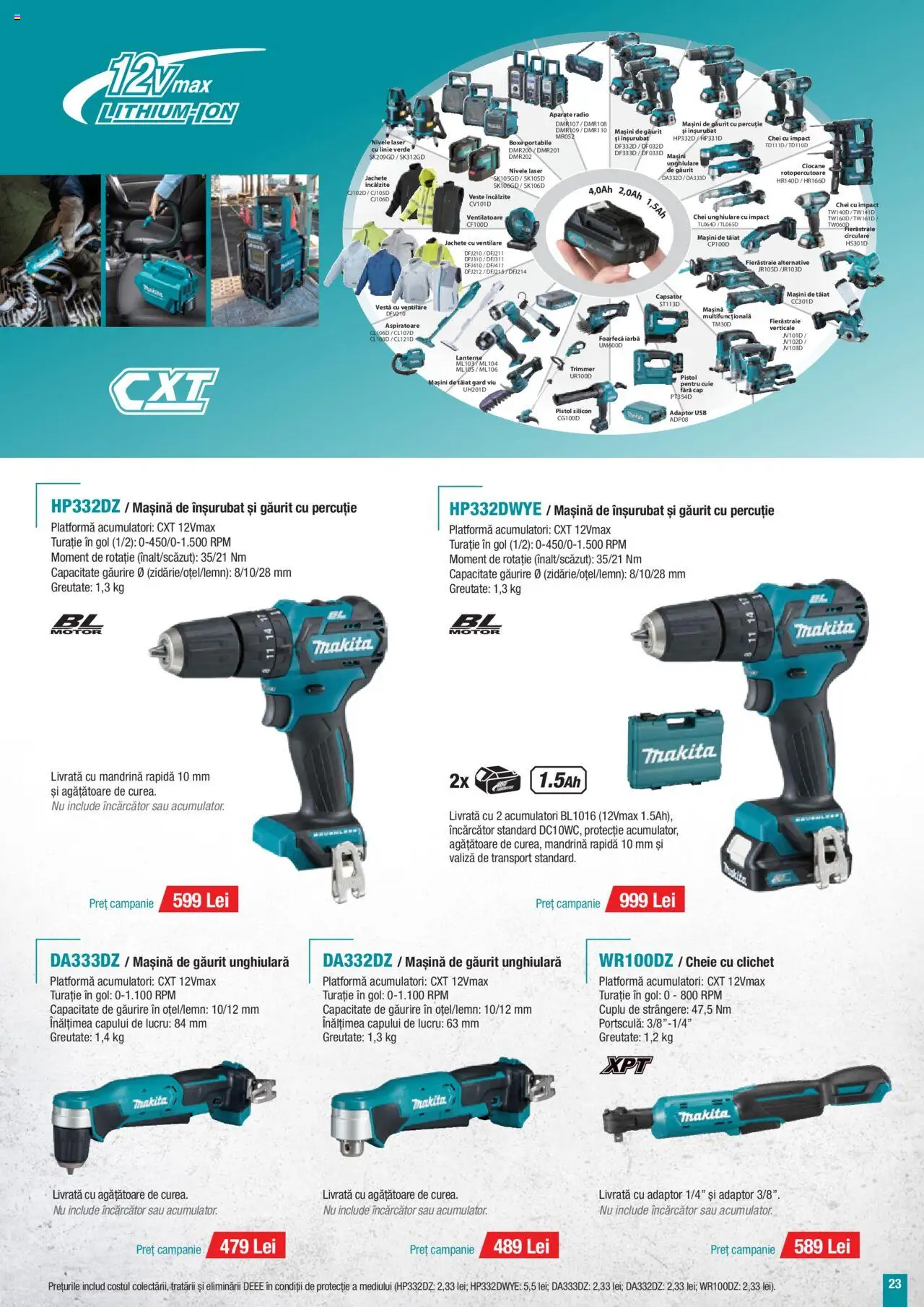 Catalog Makita – valabil de la 01.07.2025 | Pagină: 23 | Produse: Valiză, Încărcător, Radio, Adaptor