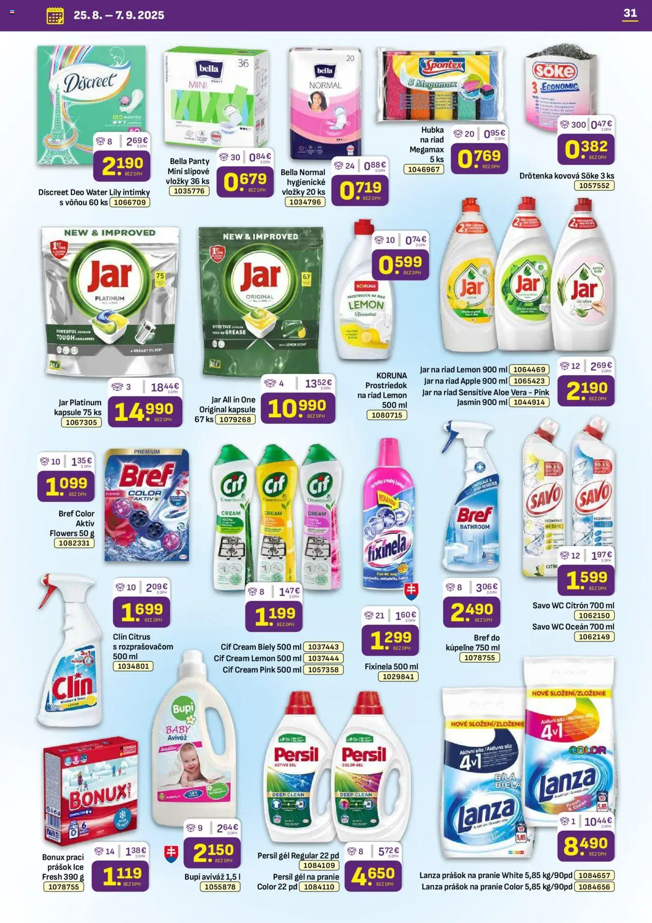 Libex leták │ platný od 25.08.2025 | Strana: 31 | Produkty: Wc, Hubka, Aviváž, Jar