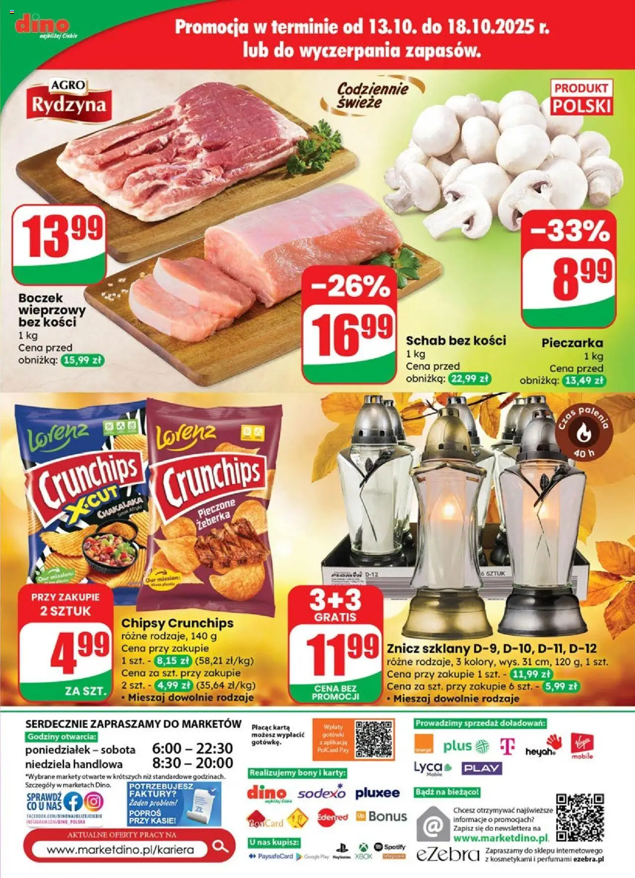 Dino Gazetka od 15.10.2025 | Strona: 71 | Produkty: Karta, Chipsy, Schab, Boczek