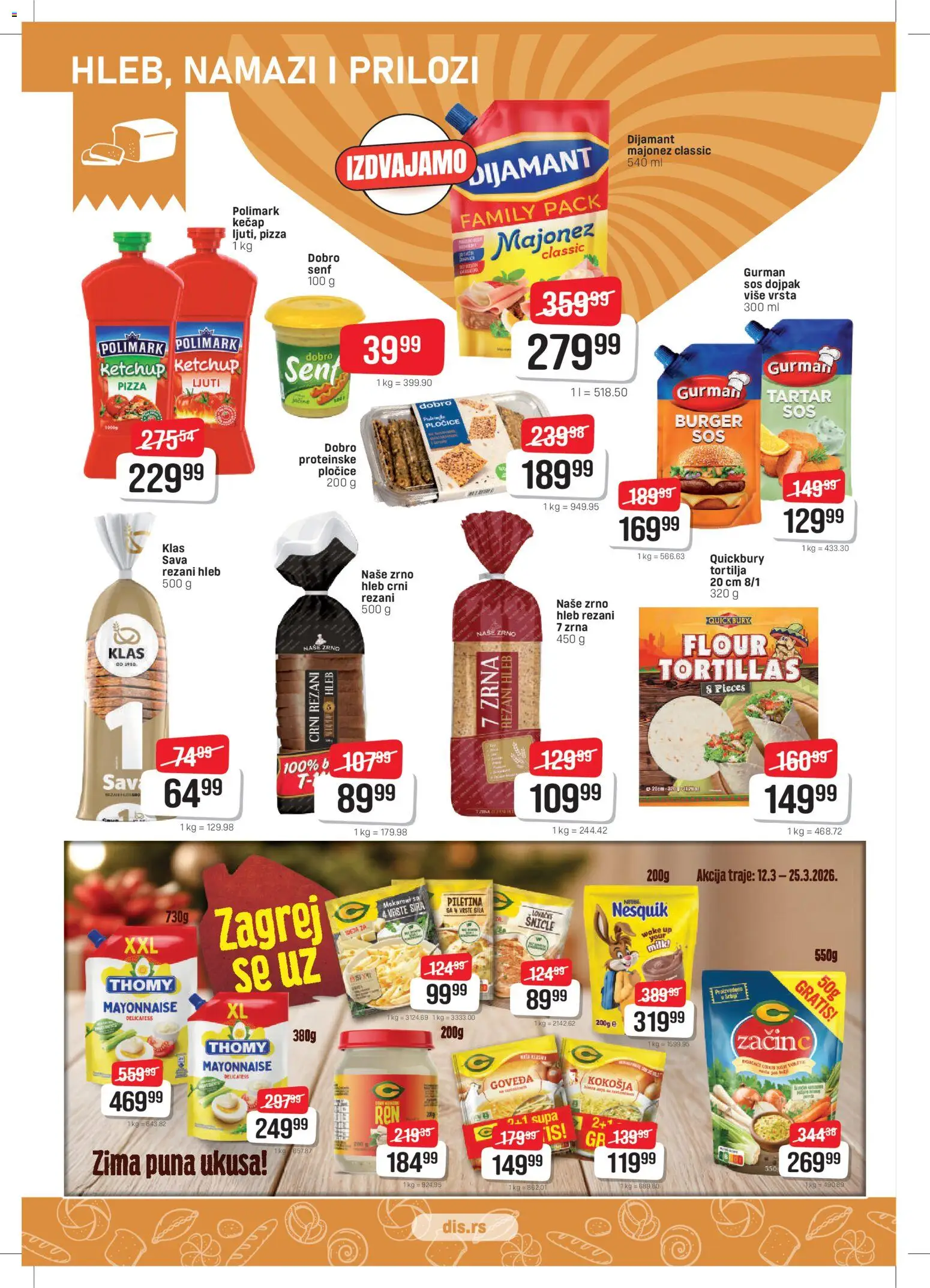 Super DIS katalog - važi od 12.03.2026 | Strana: 6 | Proizvode: Tortilja, Senf, Hleb, Piletina
