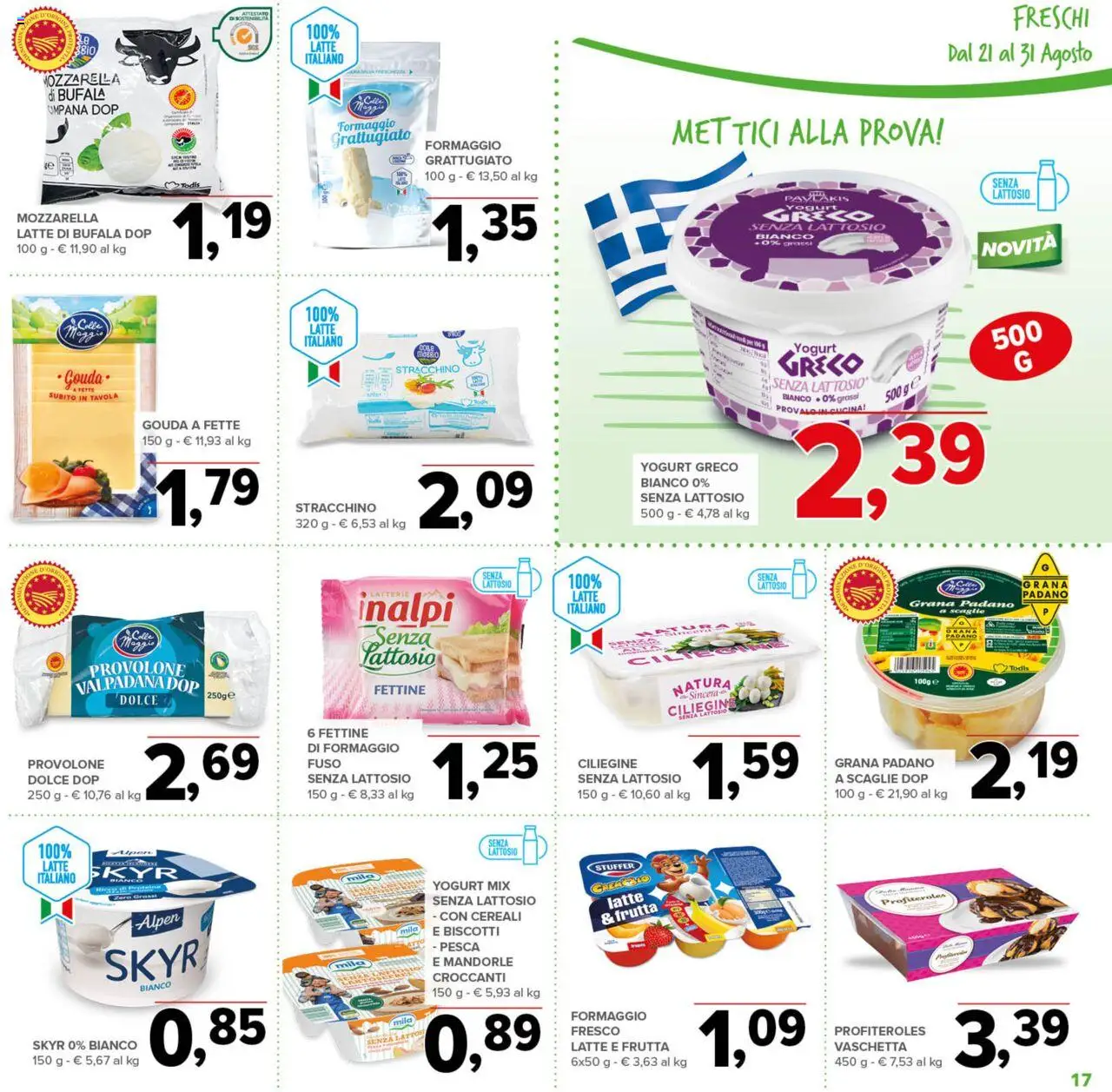Volantino Todis del 21.08.2025 | Pagina: 17 | Prodotti: Cereali, Frutta, Latte, Stracchino