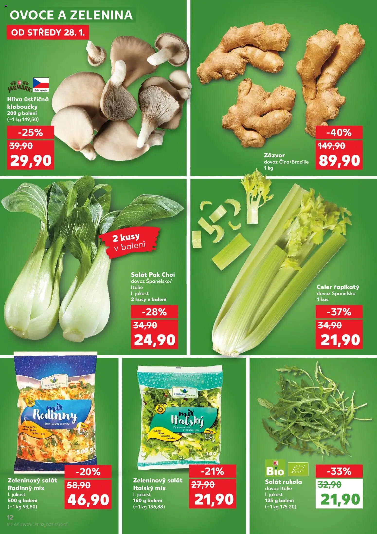Kaufland leták - Chomutov od 28.01.2026 | Strana: 12 | Produkty: Ovoce a zelenina, Hlíva ústřičná, Pak choi, Zázvor