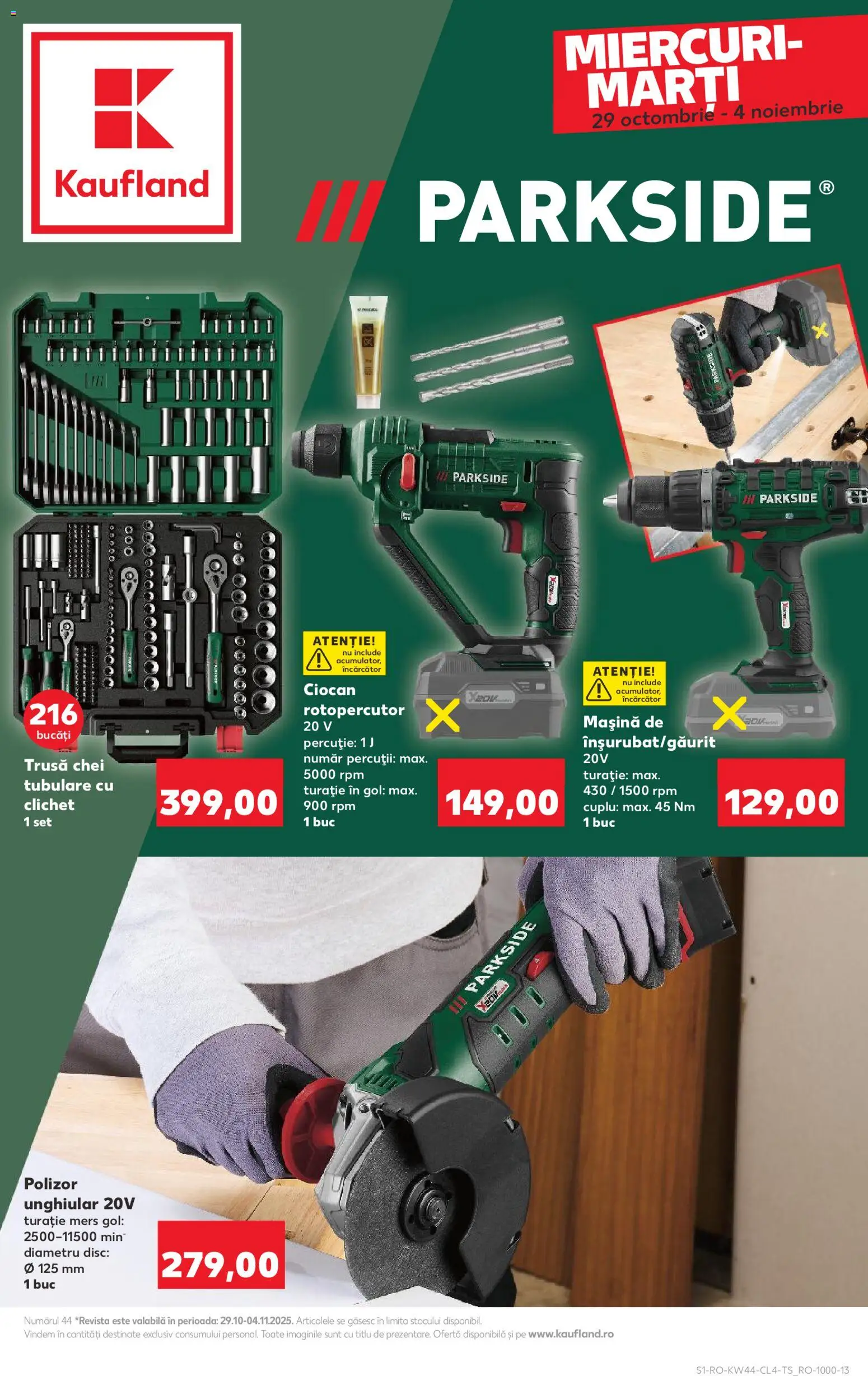Noul catalog Kaufland – valabil de la 29.10.2025 | Pagină: 1 | Produse: Încărcător, Ciocan rotopercutor, Disc, Polizor