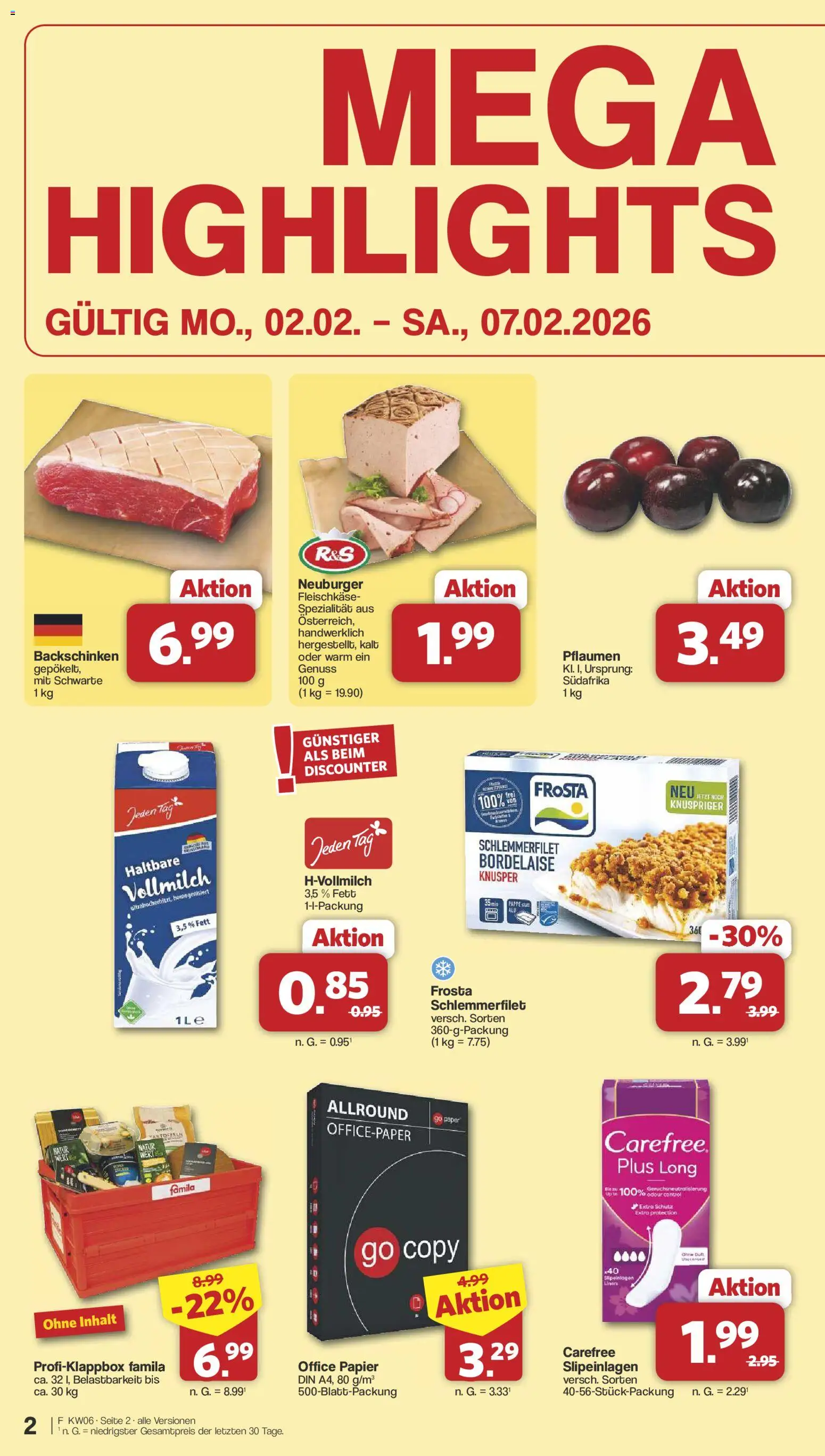 Famila Nordwest Prospekt 	 – gültig ab 02.02.2026 | Seite: 2 | Produkte: Pflaumen, Duft, Frosta, Kartoffeln