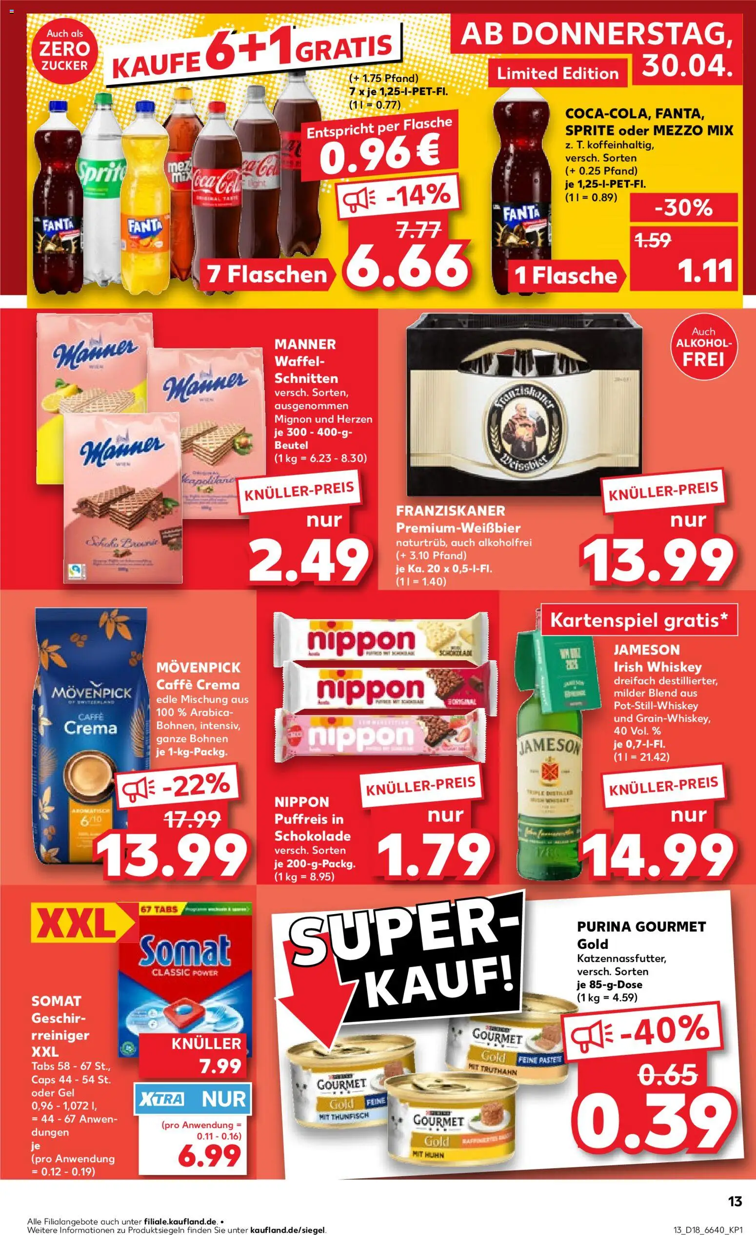 Kaufland Německo leták od 30.04.2026 | Strana: 13 | Produkty: Fanta, Crema, Caffè crema, Sprite