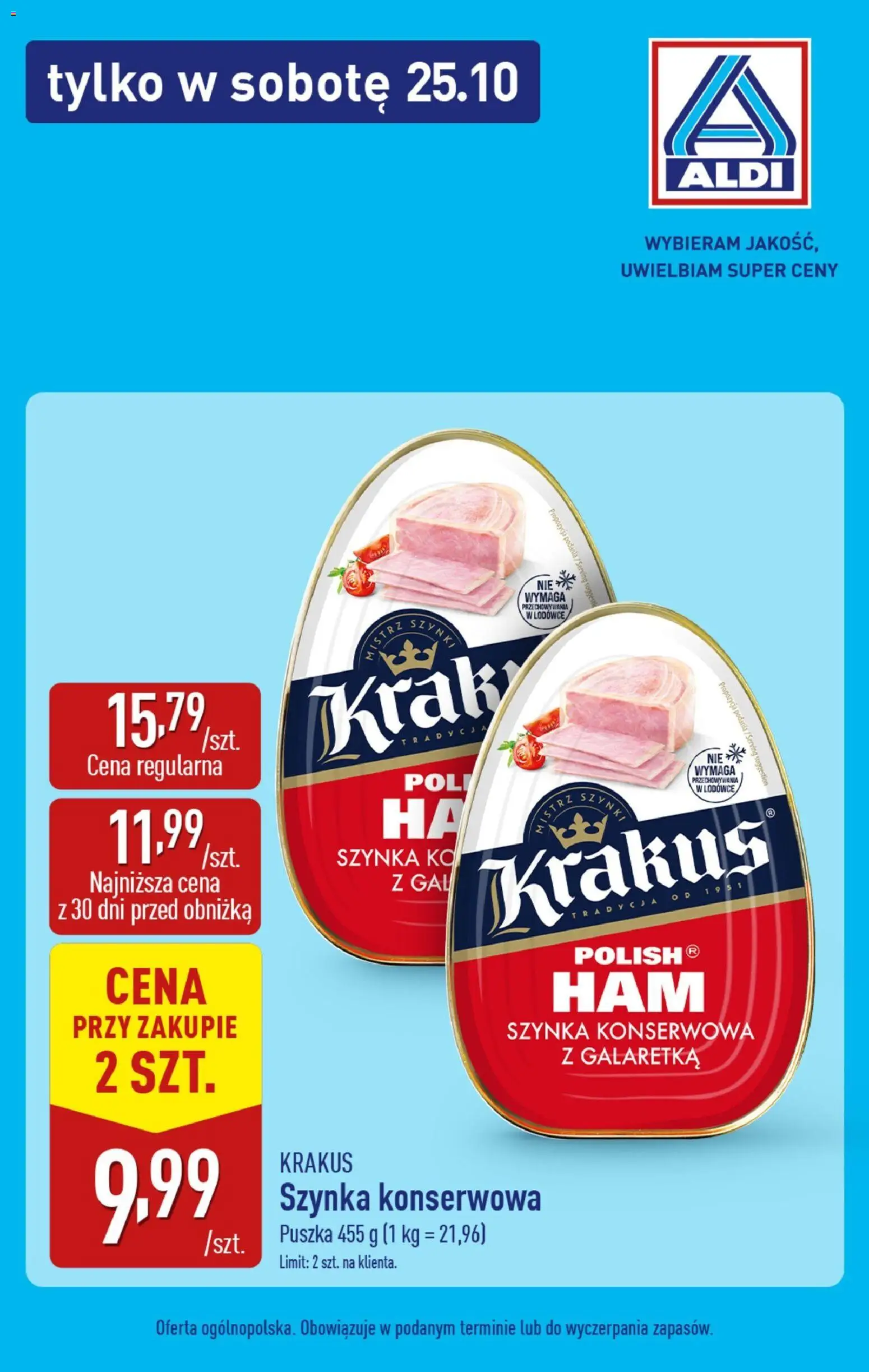 Aldi Gazetka - Tylko w sobotę od 25.10.2025 | Strona: 2 | Produkty: Galaretka, Szynka