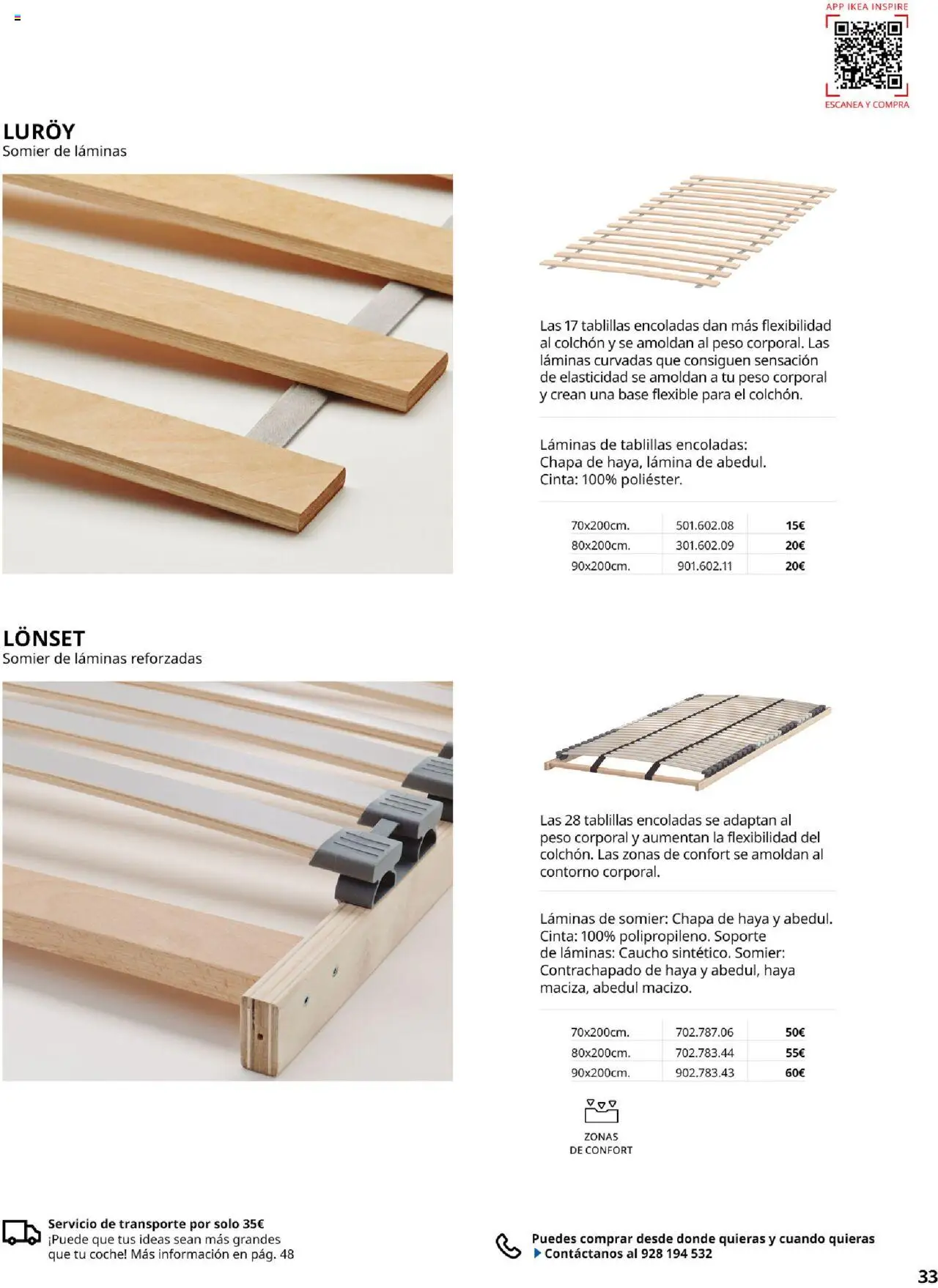 Catálogo IKEA Confort │ válido desde el 04.02.2025 | Página: 33 | Productos: Somier, Colchon, Peso