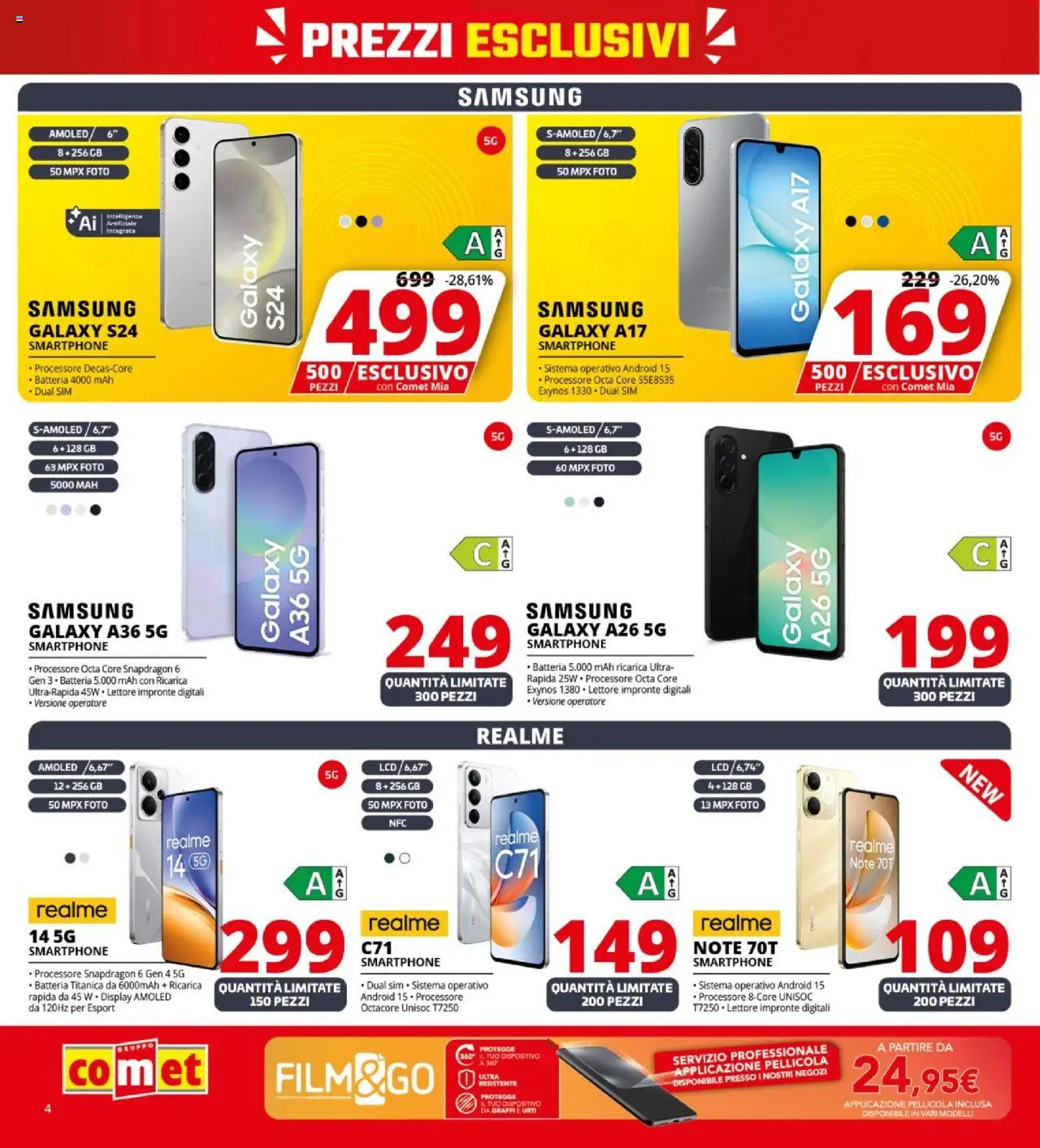 Volantino Comet del 09.10.2025 | Pagina: 4 | Prodotti: Samsung Galaxy, Smartphone, Pellicola, Batteria
