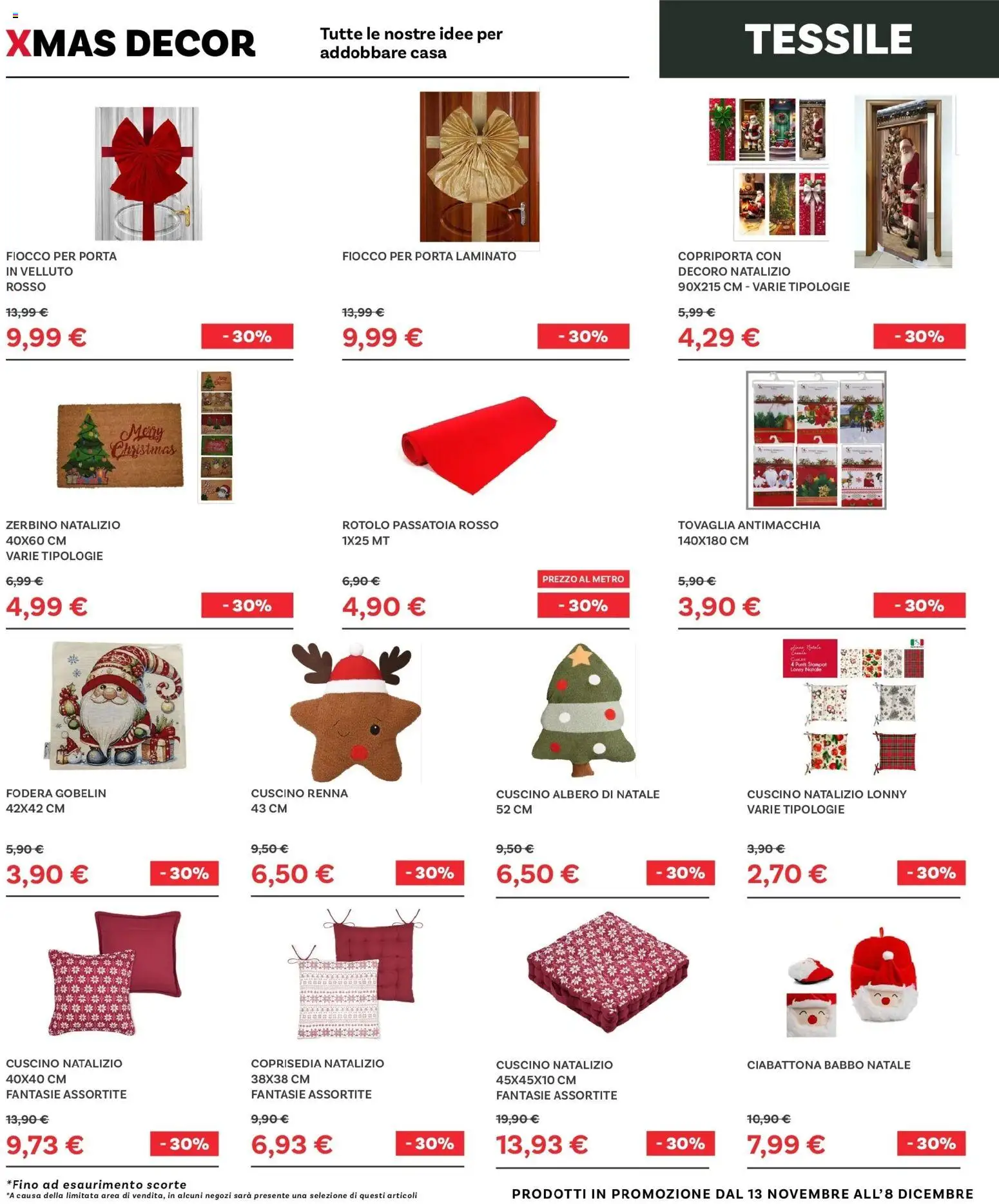 Volantino Max Factory del 13.11.2025 | Pagina: 22 | Prodotti: Albero di natale, Cuscino, Coprisedia, Zerbino