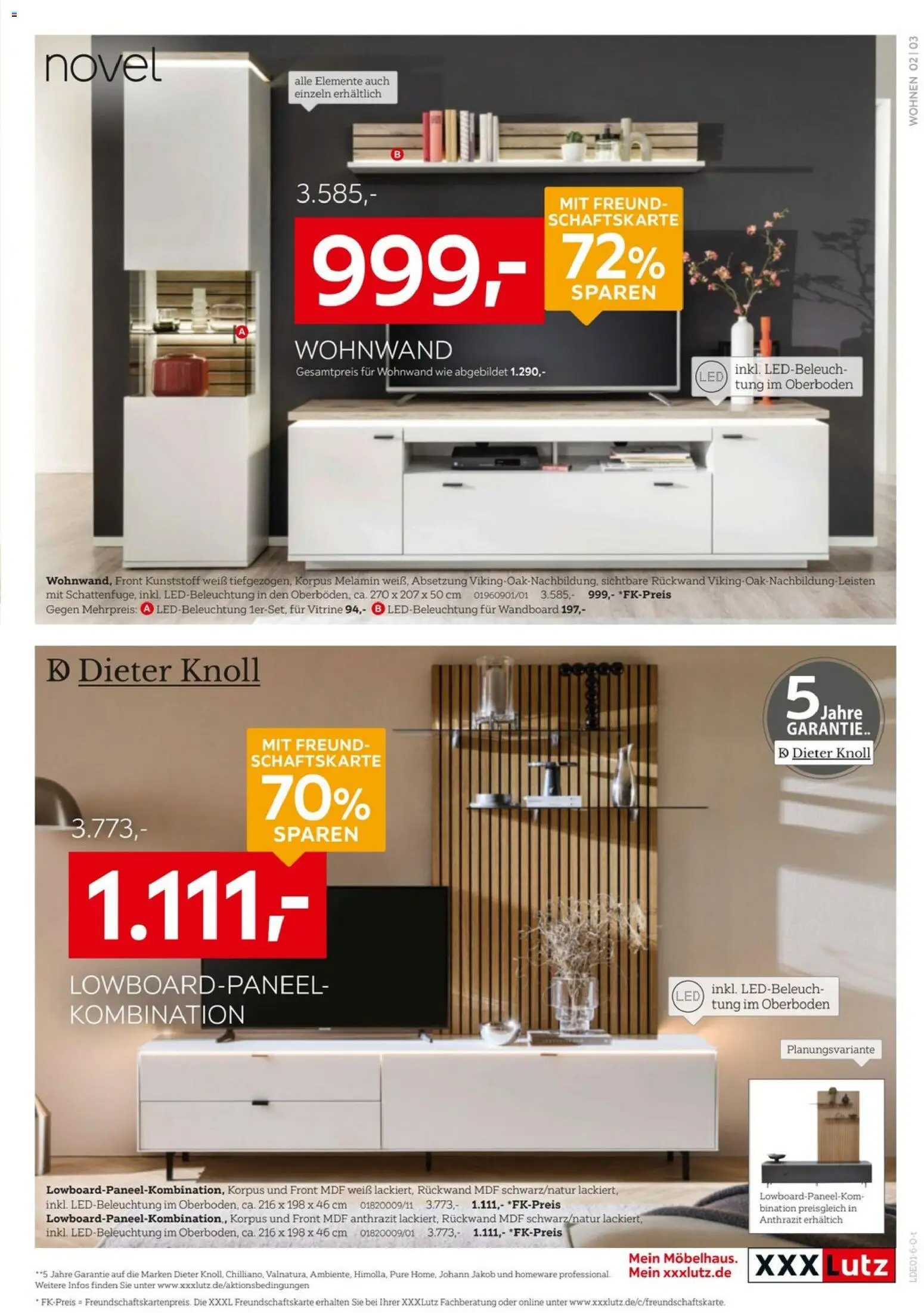 XXXL Lutz Wohnideen – gültig ab 11.01.2026 | Seite: 3 | Produkte: Wohnwand, Wandboard, Vitrine