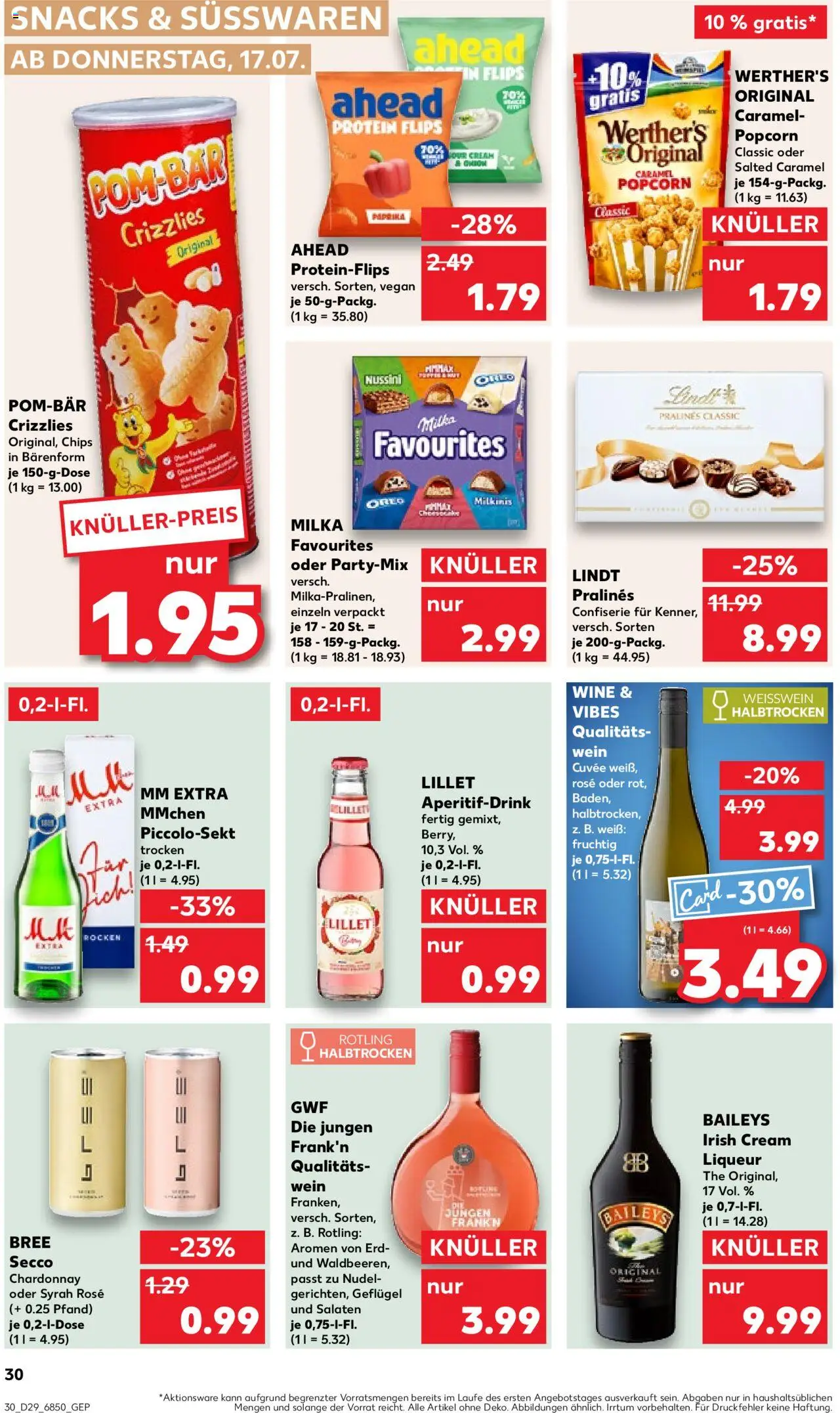 Kaufland prospekt Stuttgart	 - gültig ab dem 17.07.2025 | Seite: 30 | Produkte: Weißwein halbtrocken, Bree, Milka, POM-BÄR